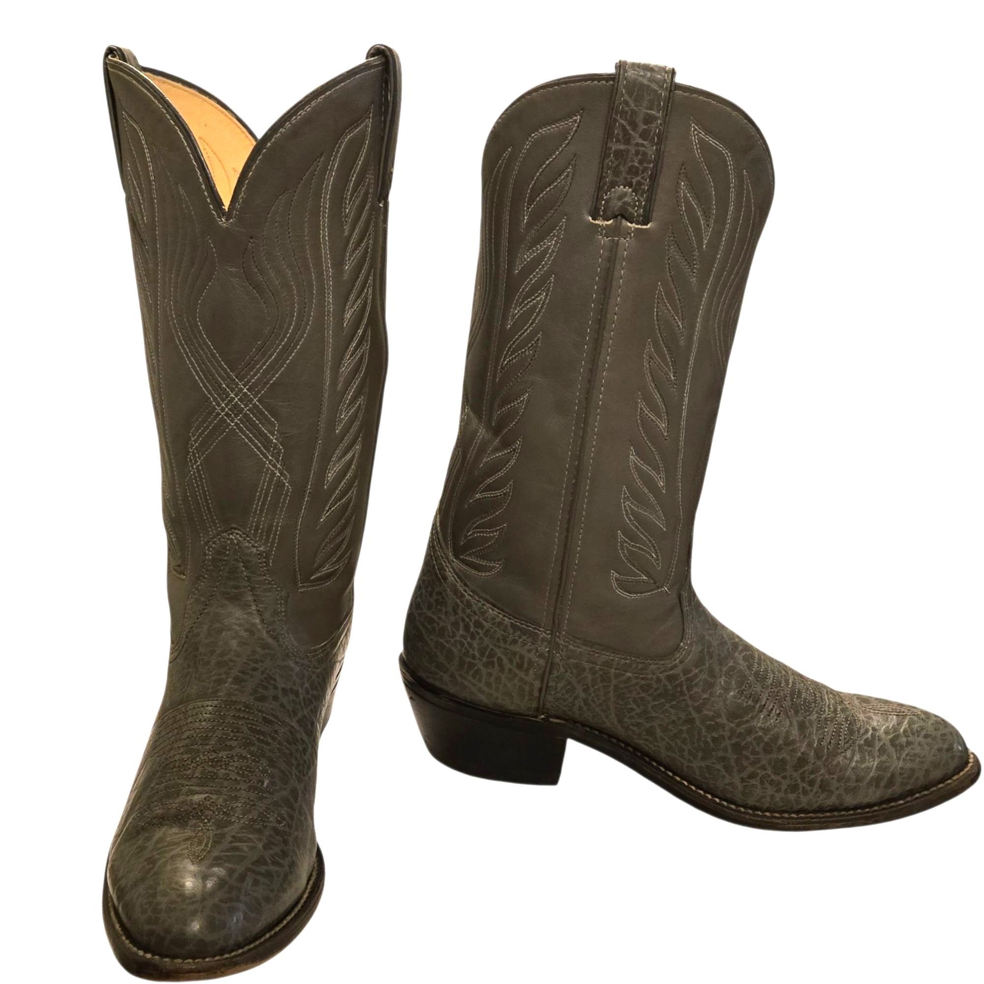 Other Gray Leather Cowboy Boots Vintage Mens 11 B Narrow Width Cou Size US 11 / EU 44 - 5 Thumbnail