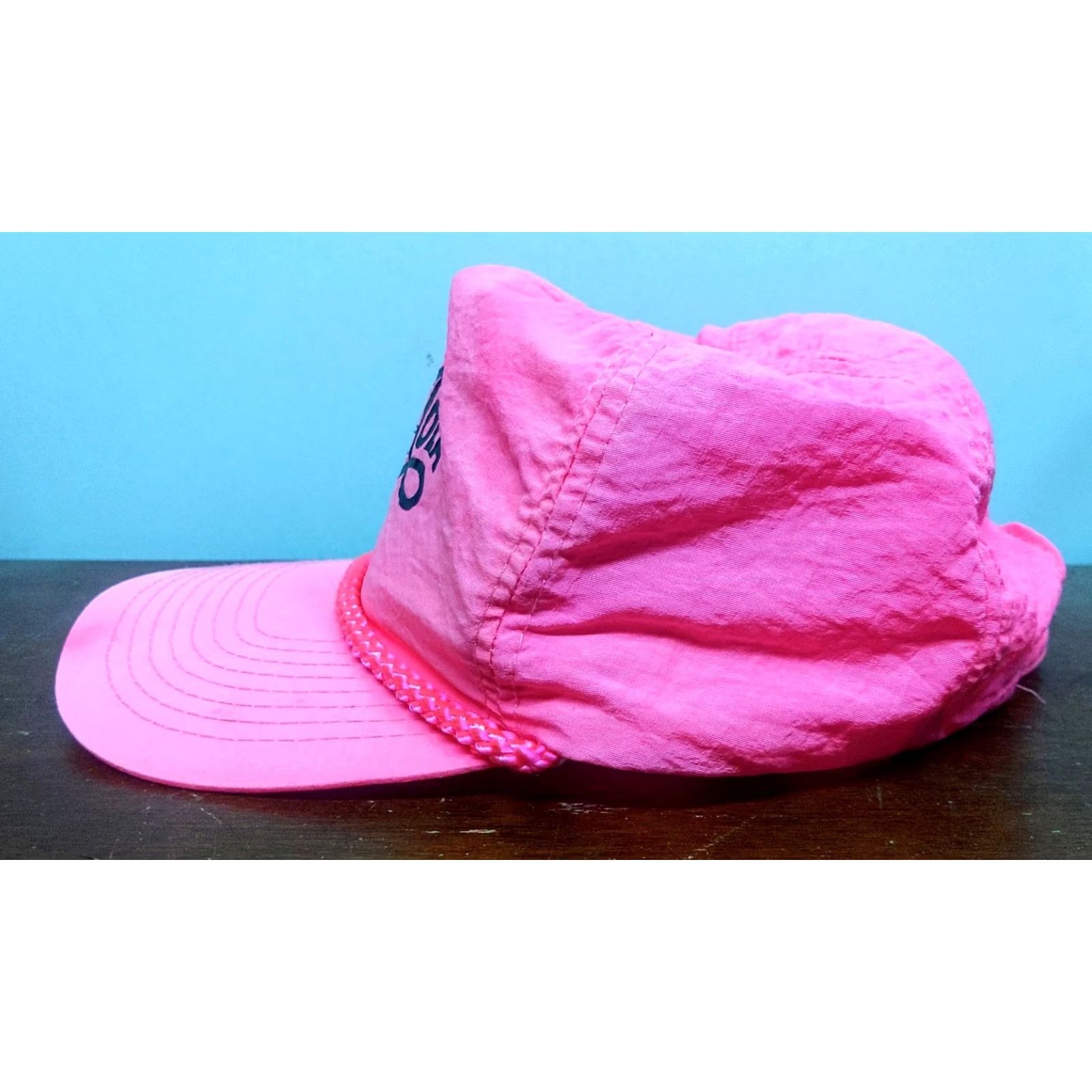 Pinko VINTAGE Pepsi Cola Royal Pacific Baseball Cap Nylon Hot Pink Neon Rope Adjustable One Size Men Hat Cap Retro 90s Hip Hop Beach Orange Neon Pepsi Size ONE SIZE - 3 Thumbnail
