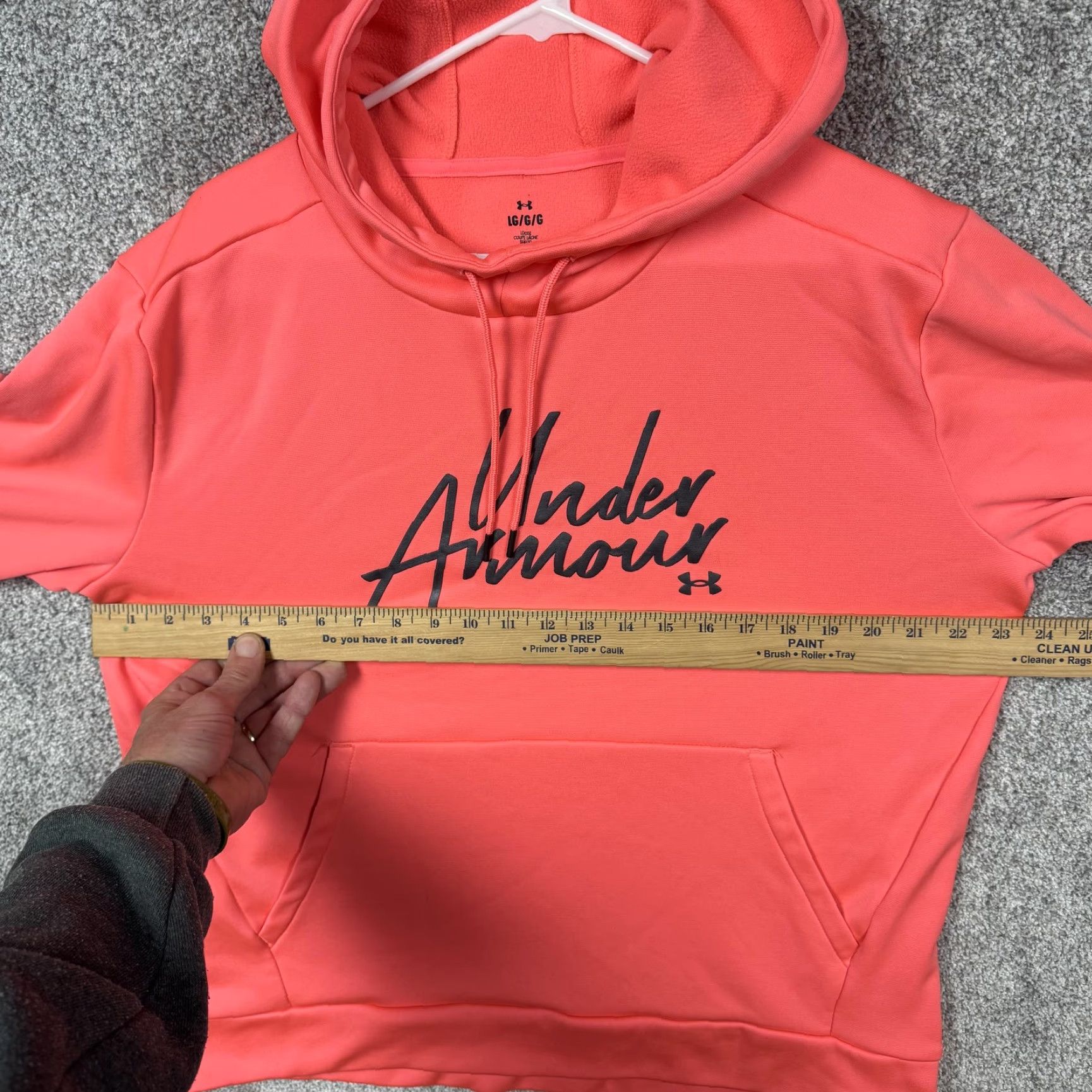 Under Armour Under Armour Hoodie Mens Large Coral Pink Pullover Fleece Script Logo Sweatshirt Size US L / EU 52-54 / 3 - 6 Thumbnail