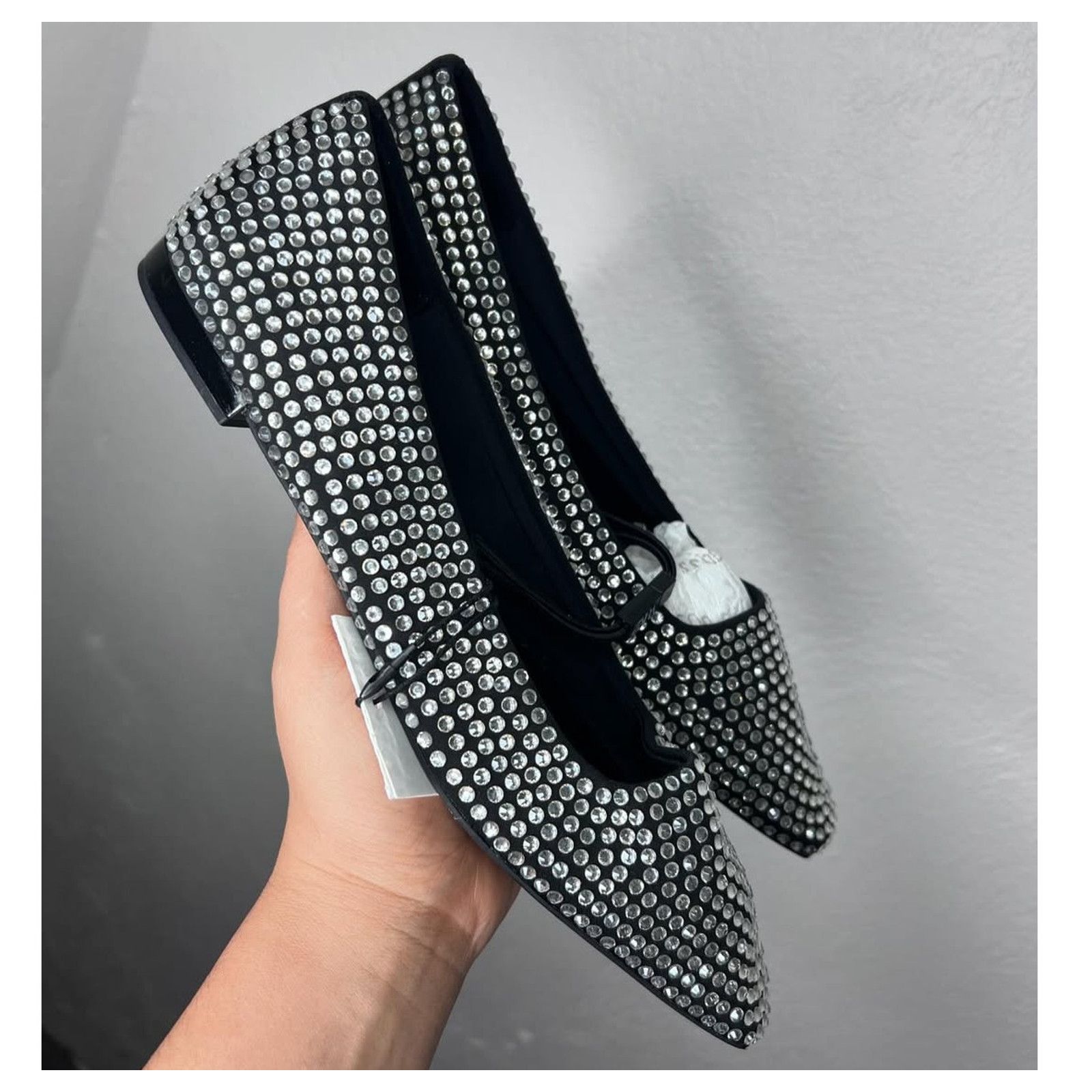 Zara Zara Rhinestone Pointed Toe Flats Sparkle Ballet Flats Size US 8 / IT 38 - 8 Thumbnail