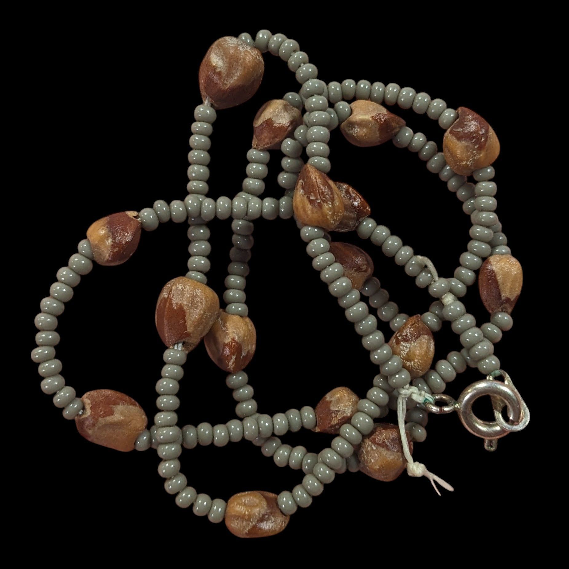 Other Retro Hippie Grey And Brown Glass And Seed Beaded Necklace Size ONE SIZE - 3 Thumbnail