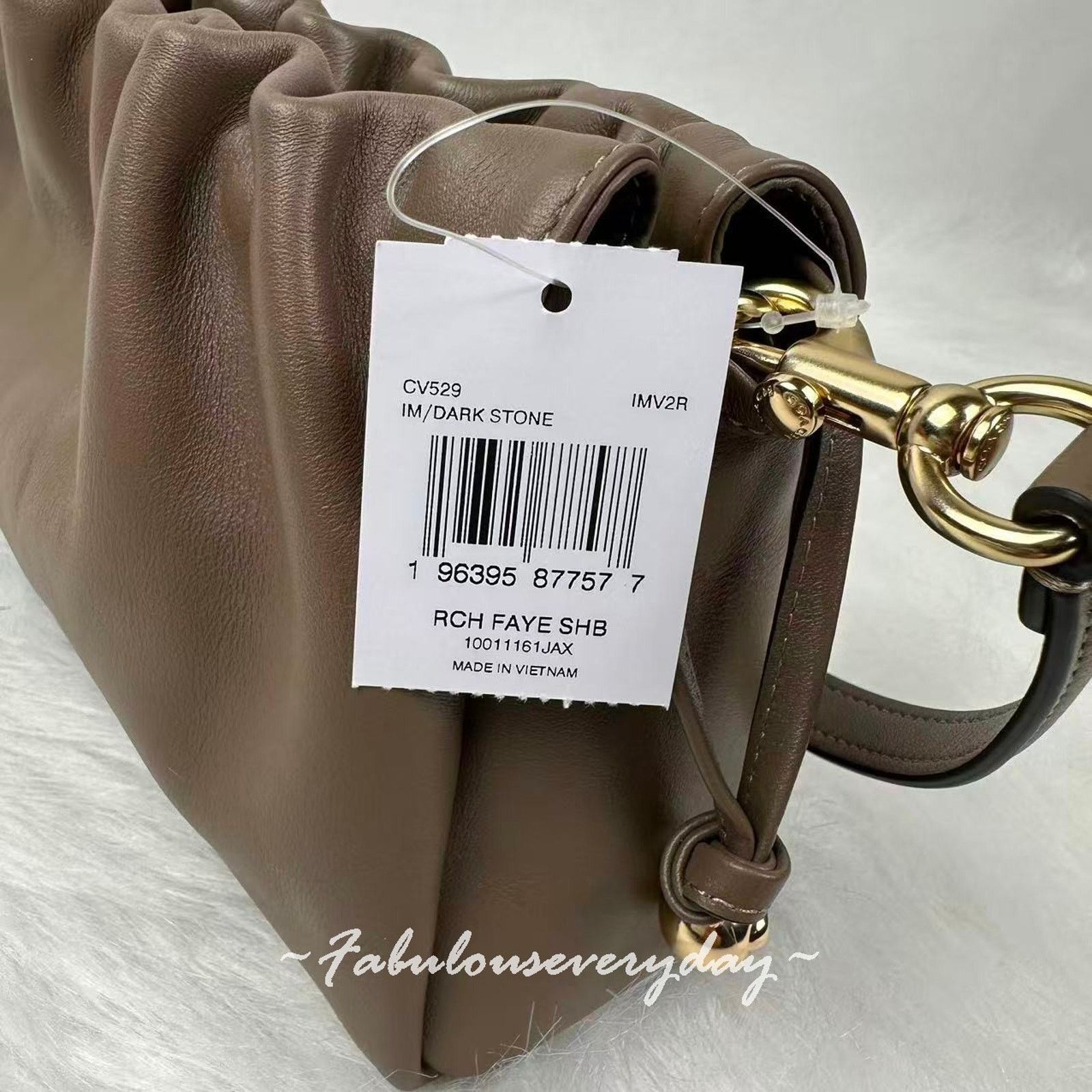 Coach Coach Faye Shoulder Bag Ruching In Leather/Gold/Dark Stone Size ONE SIZE - 6 Thumbnail