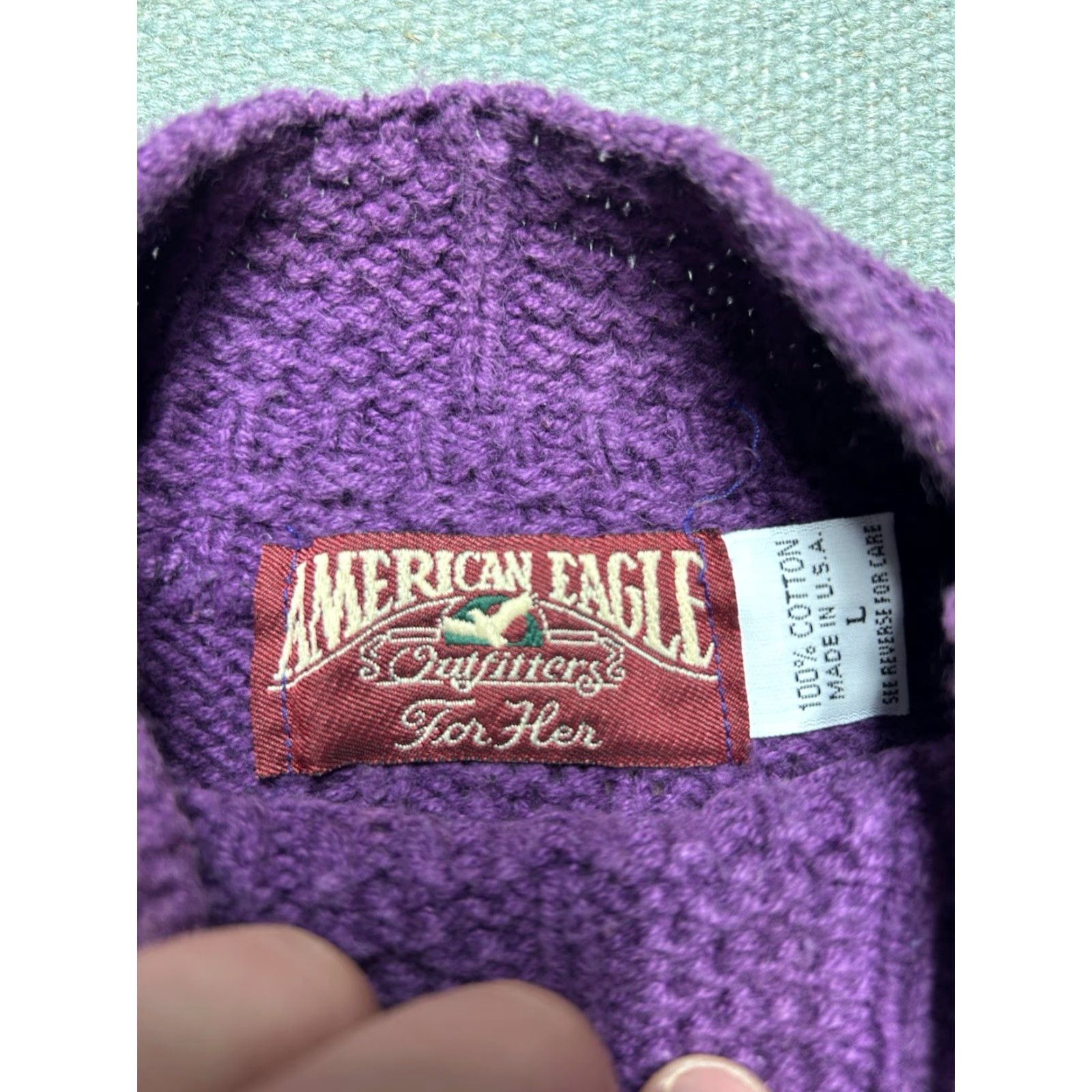 American Eagle Outfitters VINTAGE American Eagle knit sweater Icelandic Nordic purple women’s large Size L / US 10 / IT 46 - 4 Thumbnail