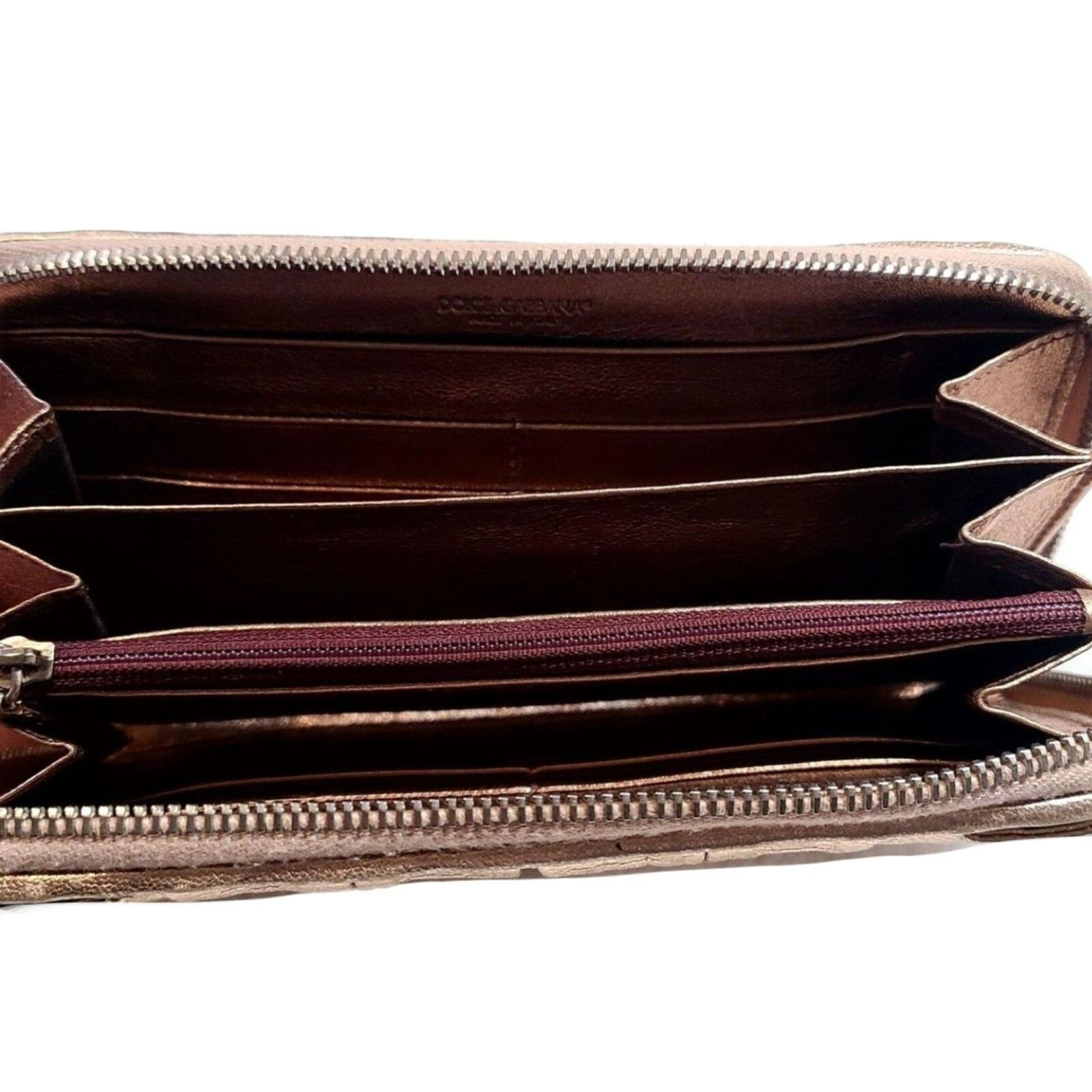 Dolce & Gabbana Dolce & Gabbana RARE Rose Gold Leather Ruffle Zippy Wallet Size ONE SIZE - 7 Thumbnail