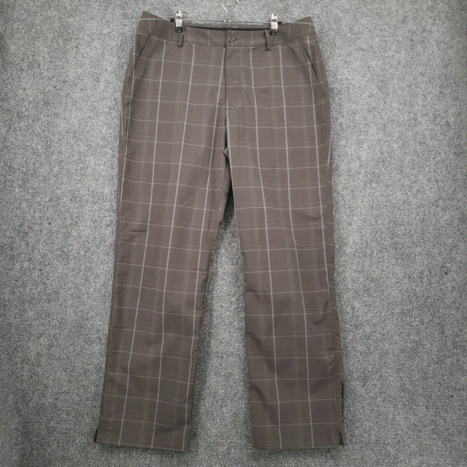 Under Armour Golf Pants Mens 36x32 Gray Stripe Loose Fit Proformance Dress  Pants