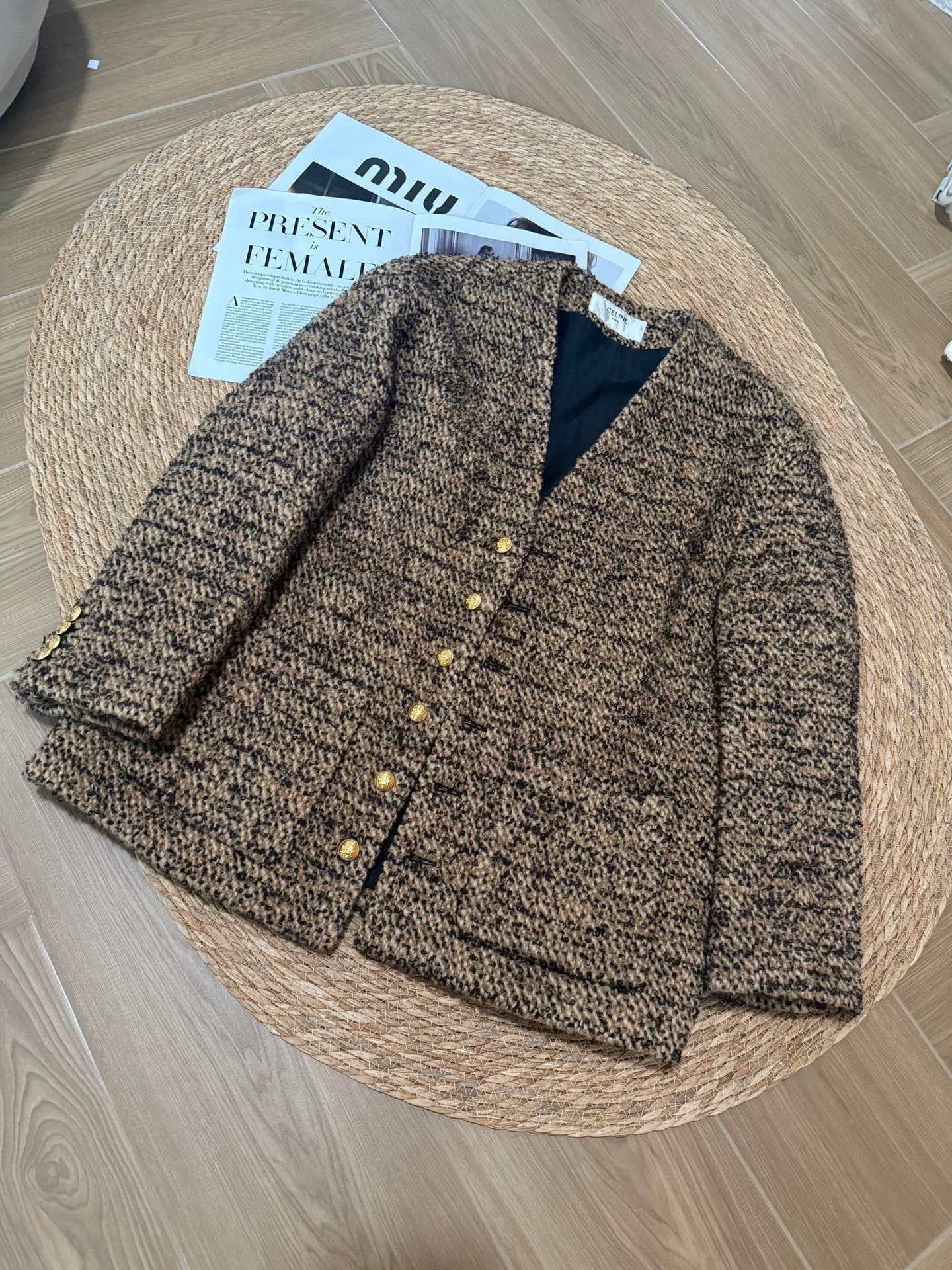Celine Celine Brown Gold Buckle Long Women's Coat Size S / US 4 / IT 40 - 1 Thumbnail