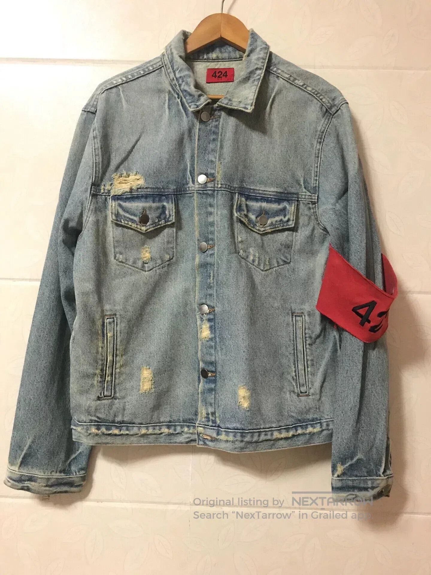424 424 Denim Jacket Rare Red Armband. Size US M / EU 48-50 / 2 - 1 Thumbnail