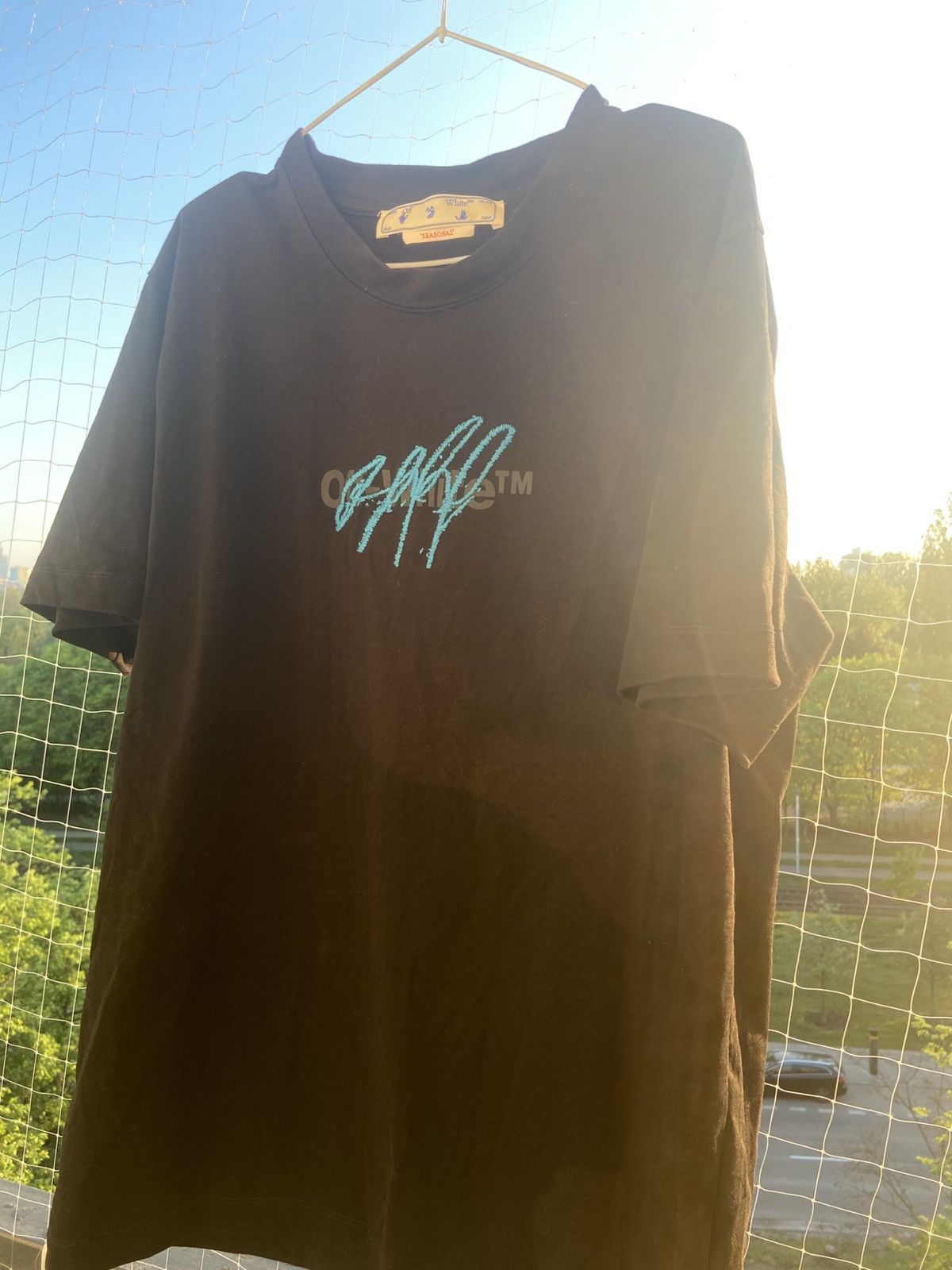 OFF-WHITE Black Diagonal Fire Spliced T-Shirt · VERGLE