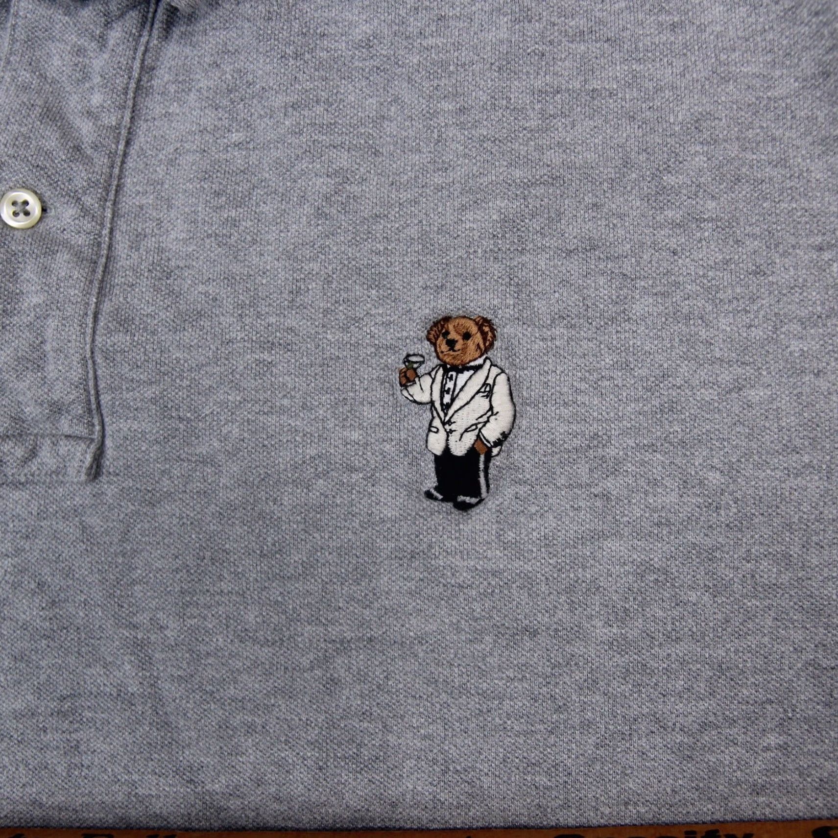 Polo Ralph Lauren VINTAGE Polo Ralph Lauren Martini Polo Bear Polo Shirt Mens L Gray Polo Bear Martini Polo Shirt Size US L / EU 52-54 / 3 - 5 Thumbnail