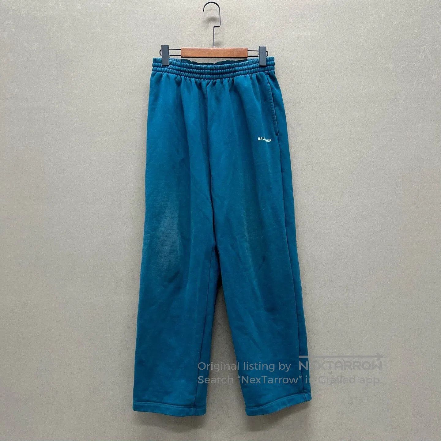 Balenciaga embroidered aqua blue jogger pants. Size 23" - 1 Thumbnail