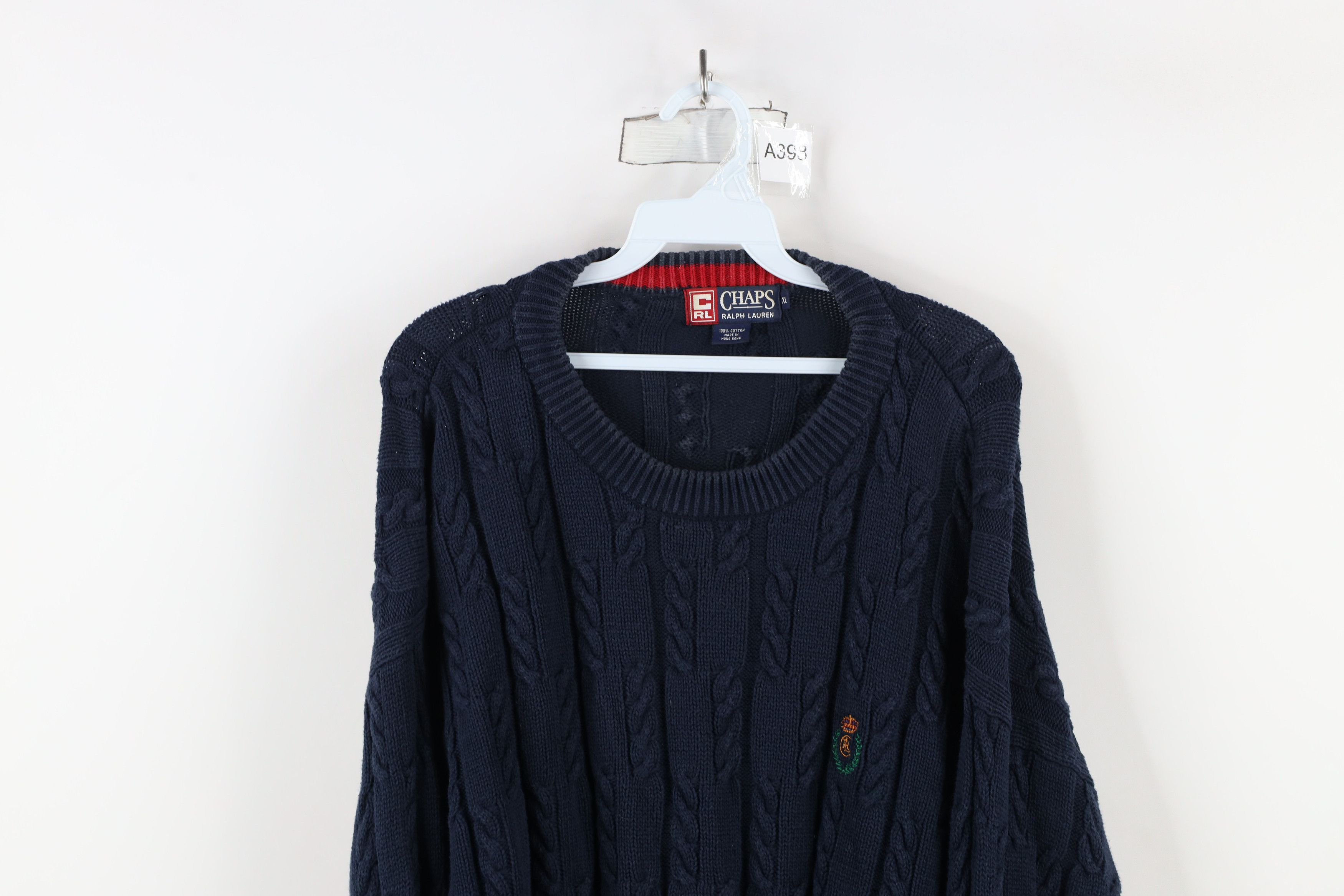 Ralph Lauren × Vintage Vintage 90s Chaps Ralph Lauren Cable Knit Crest Sweater Size US XL / EU 56 / 4 - 2 Thumbnail