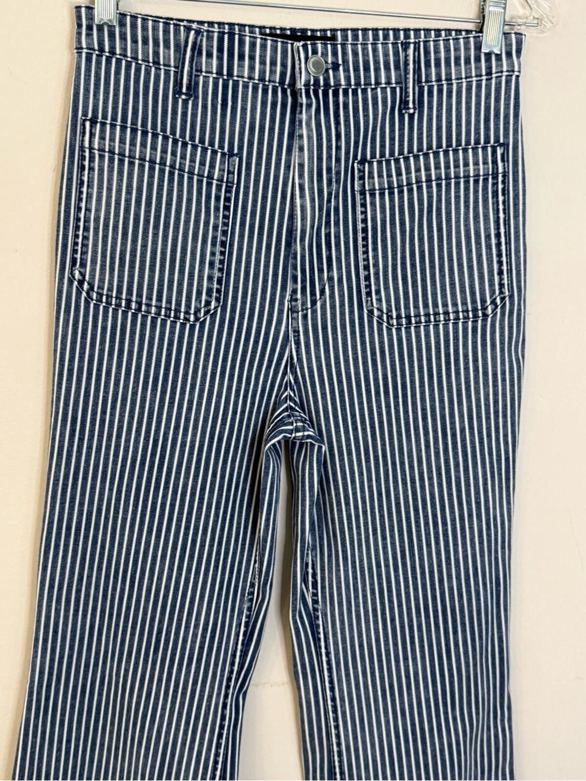 Other NES Jeans blue & white striped retro 70s wide leg SZ 29” Size 29" - 2 Thumbnail