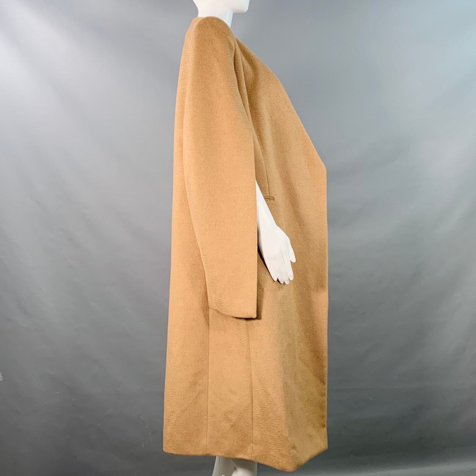 Ports 1961 Size 4 Tan Camel Hair Textured Open Front Cape Coat Size S / US 4 / IT 40 - 3 Thumbnail