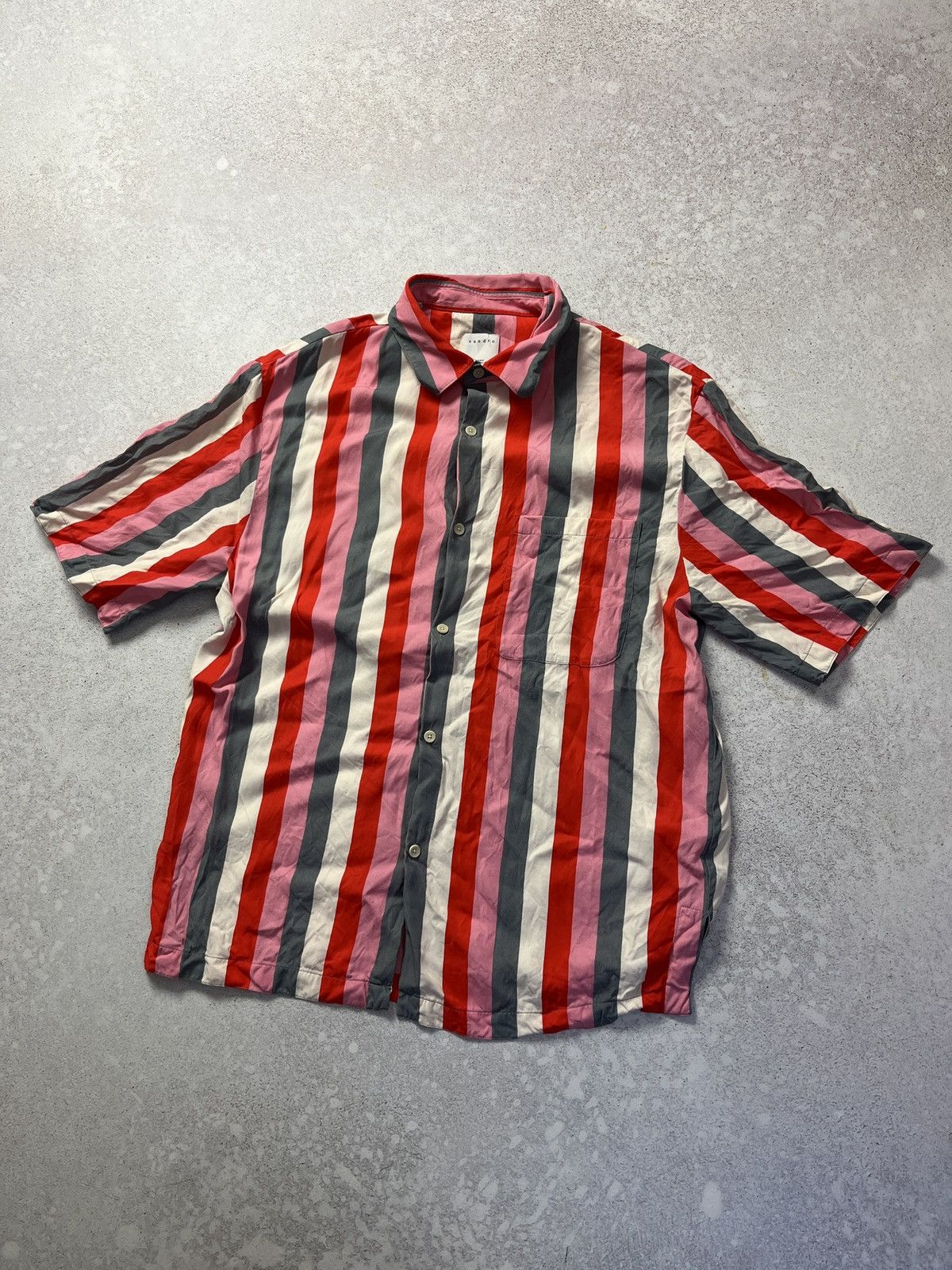 Sandro DDP Sandro Viscose Shirt Striped Luxury Summer Size L Size US L / EU 52-54 / 3 - 1 Thumbnail