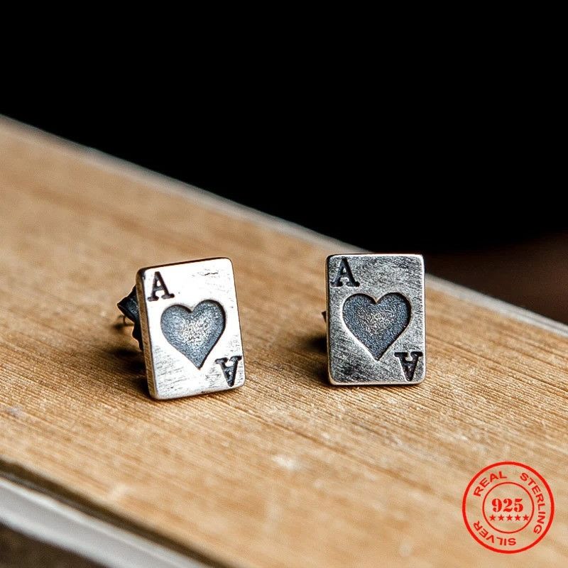 Jewelry Tiny Ace Spades Stud Earrings 925 Sterling Ear Charms Gift Size ONE SIZE - 2 Thumbnail