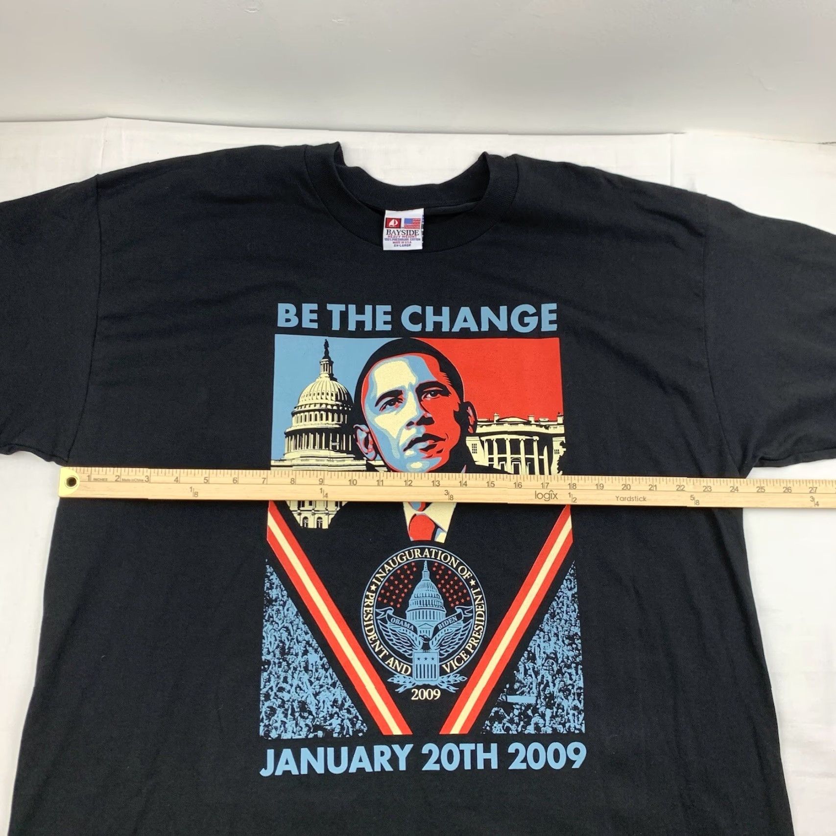 Vintage Obama Shirt Adult 2XL Black 2009 Campaign President Washington DC Capital Change Bayside T-Shirt Men Crew Neck Short Sleeve Size US XXL / EU 58 / 5 - 6 Thumbnail