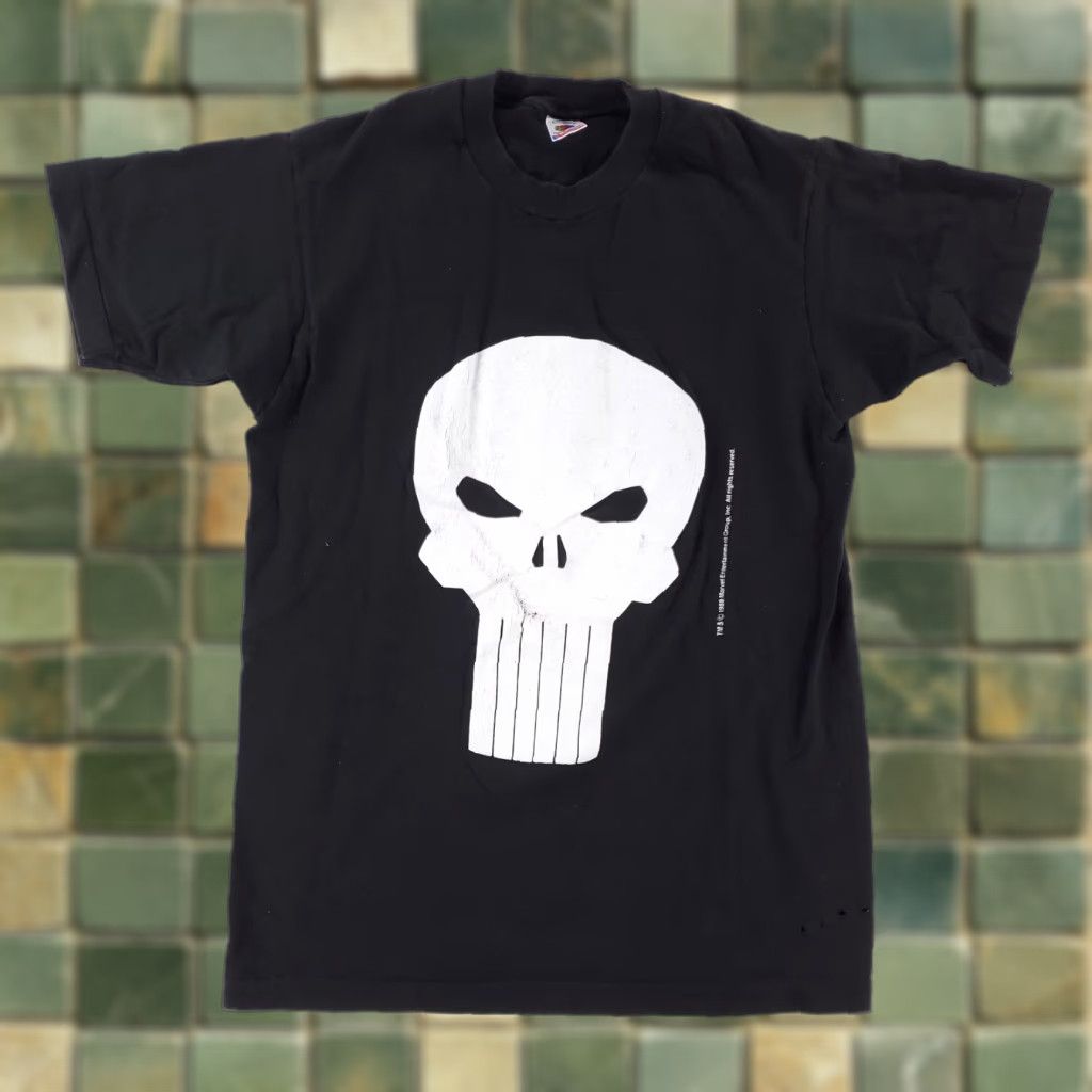 Fruit Of The Loom VINTAGE Punisher 90s Fruit of the Loom T-Shirt Mens L Black Single Stitch Made USA Size US L / EU 52-54 / 3 - 1 Thumbnail