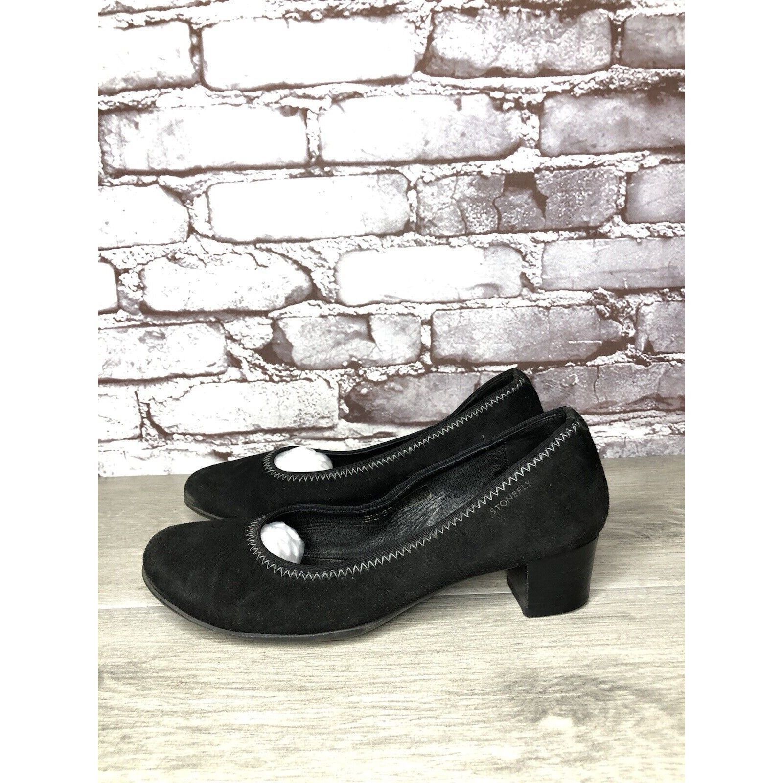 Other Stonefly Black Suede Leather Slip On Round Toe Dress Heels W Size US 8.5 / IT 38.5 - 1 Thumbnail