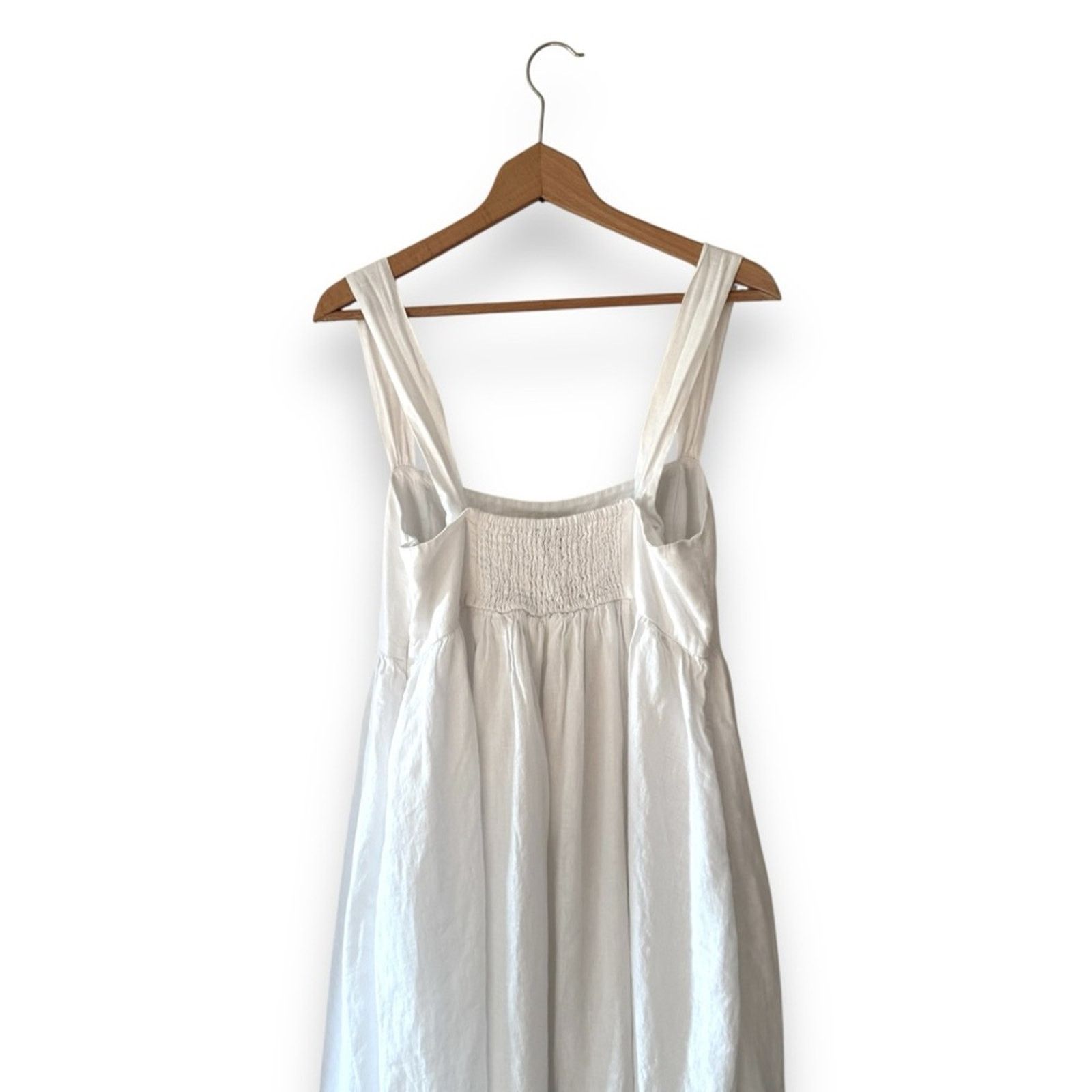J. Crew Square Neck Midi Dress in Linen White Sleeveless 12