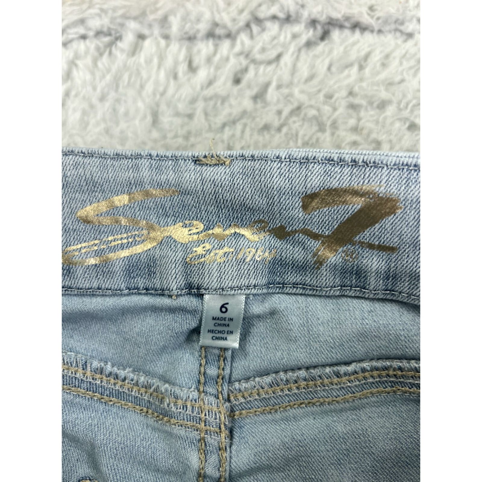 Vintage Seven7 Pants Women 6 Blue Denim Jean Skinny High Rise Distressed 27x29 Size 28" / US 6 / IT 42 - 6 Thumbnail
