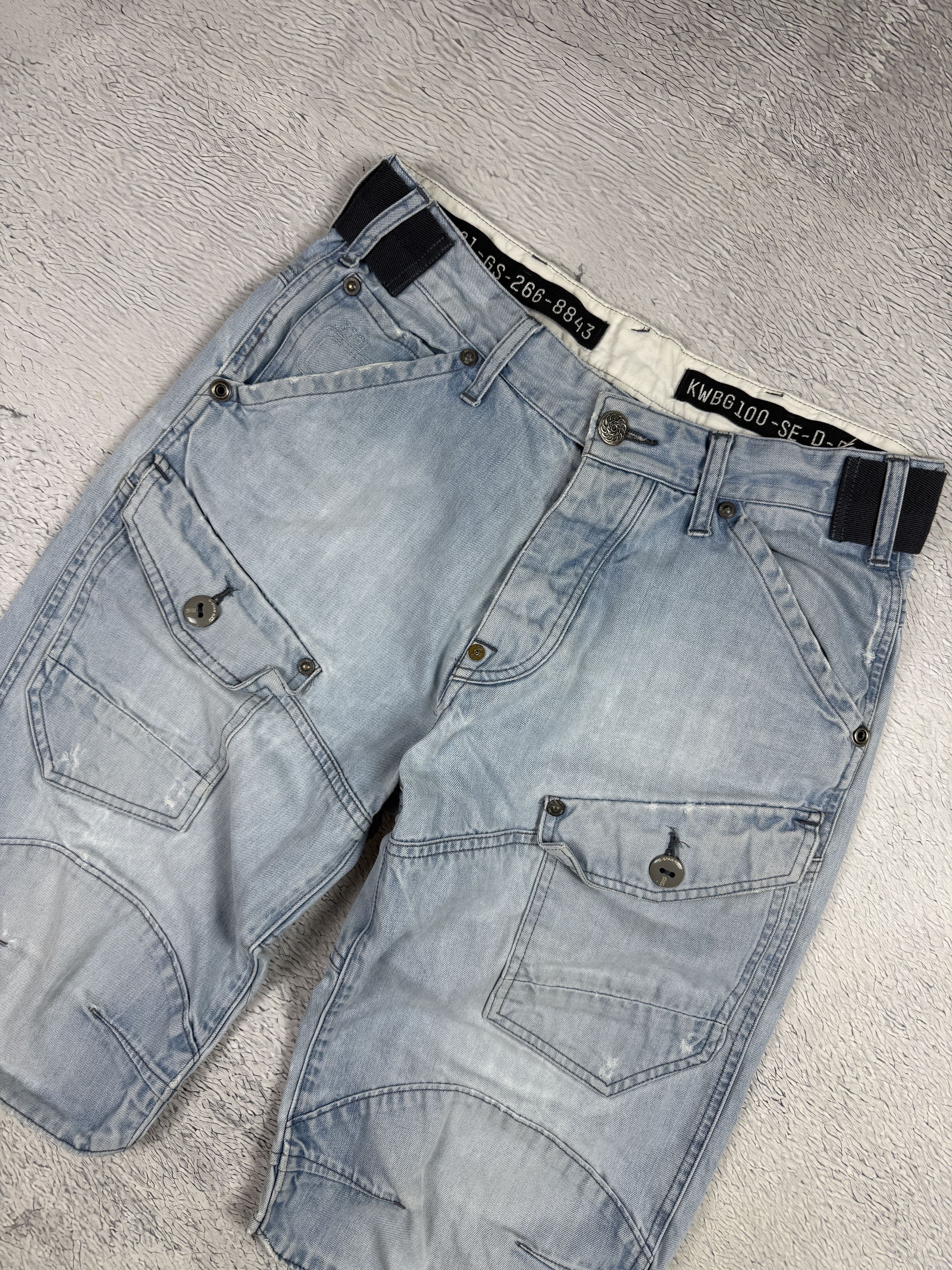 G-Star × Vintage G-Star Raw Storm 5620 Shorts Cargo Blue Streeetwear Size US 31 - 4 Thumbnail