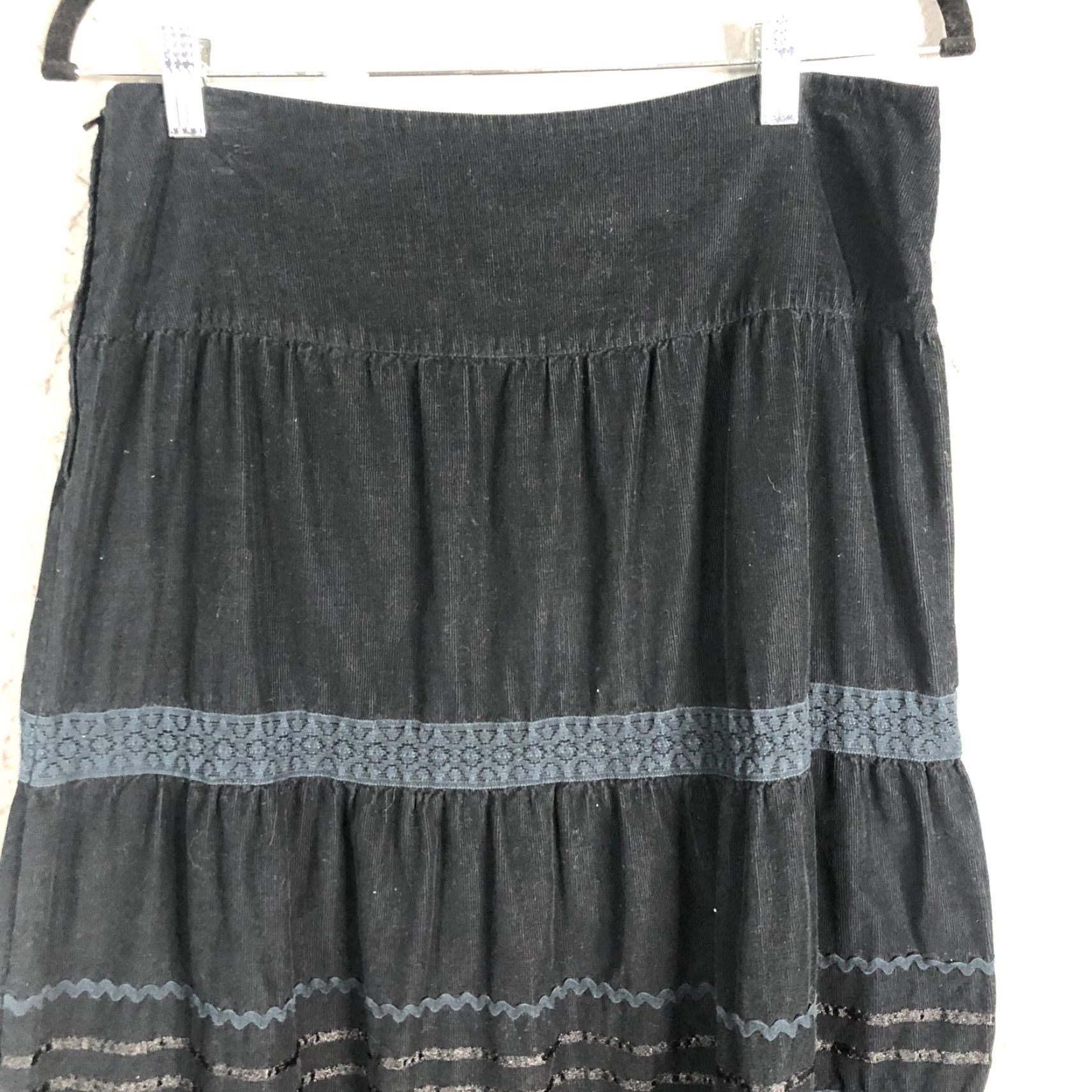 Boston Proper VINTAGE Boston Proper Skirt Womens 8 Black Maxi Corduroy Lace Boho Peasant Whimsigoth Size 30" / US 8 / IT 44 - 7 Thumbnail