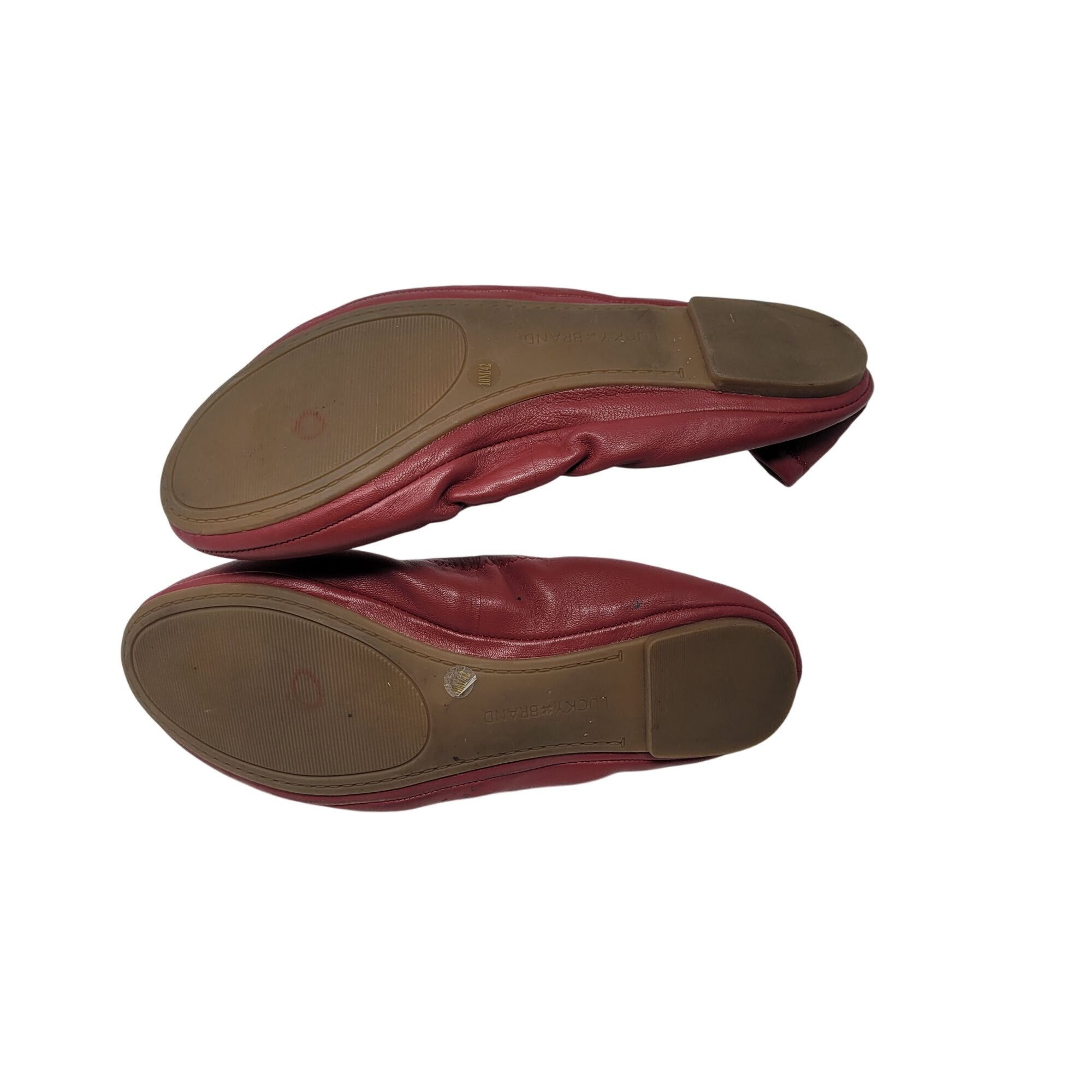 Lucky Brand Lucky Brand Womens Emmie Ballet Flat Red Leather 10 Balletco Size US 10 / IT 40 - 9 Thumbnail