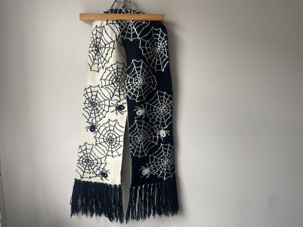Other Goth Grunge Spidwr Spiderweb Black and White Scarf Size ONE SIZE - 1 Thumbnail