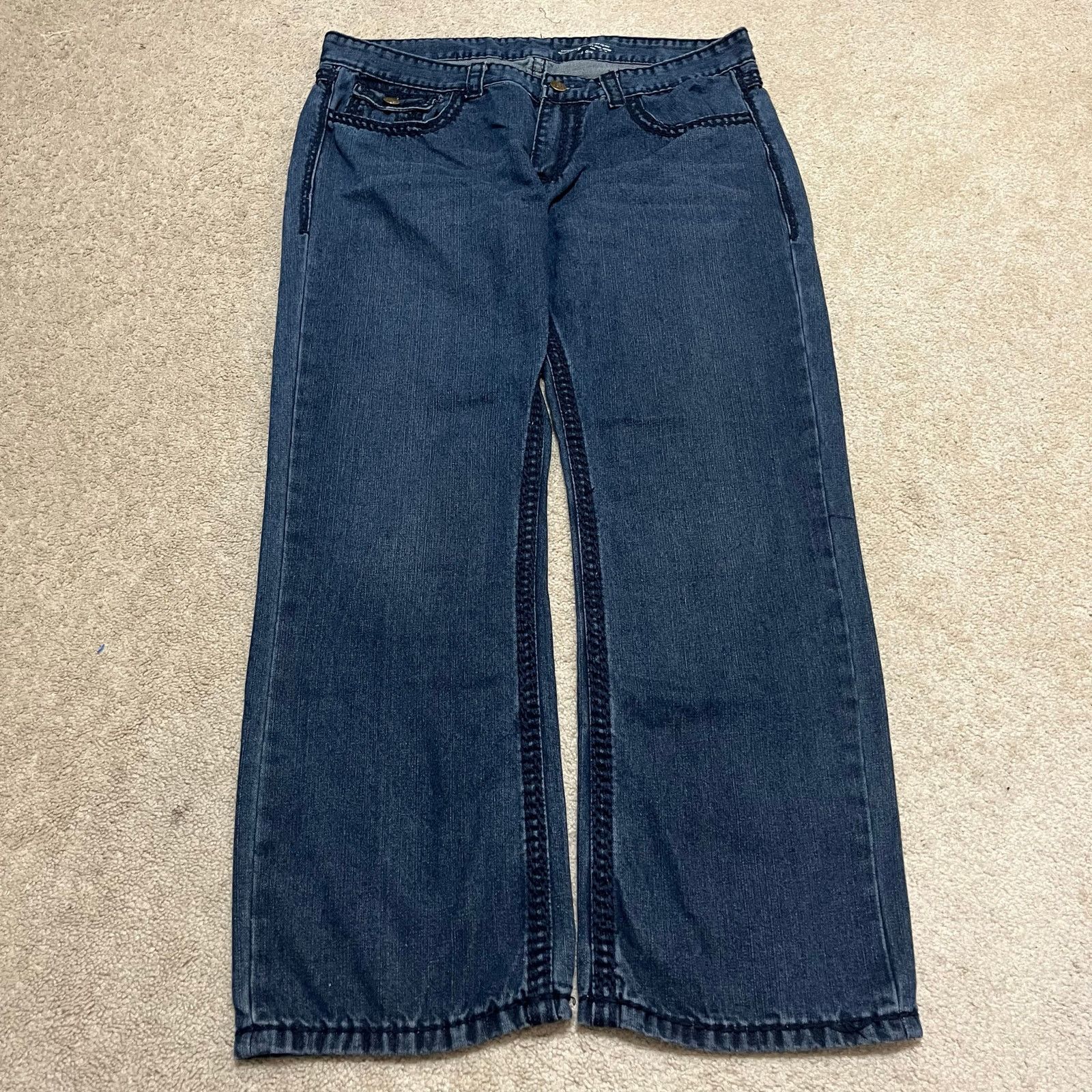 True Religion True Religion Y2K Baggy Skater Embroidered Dark Jeans 40x32 Size US 40 / EU 56 - 2 Thumbnail