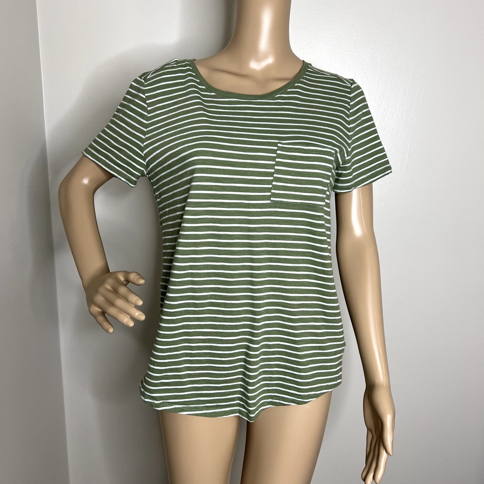 Gap Gap Green Striped Easy Tee Pocket Top Size M / US 6-8 / IT 42-44 - 1 Thumbnail