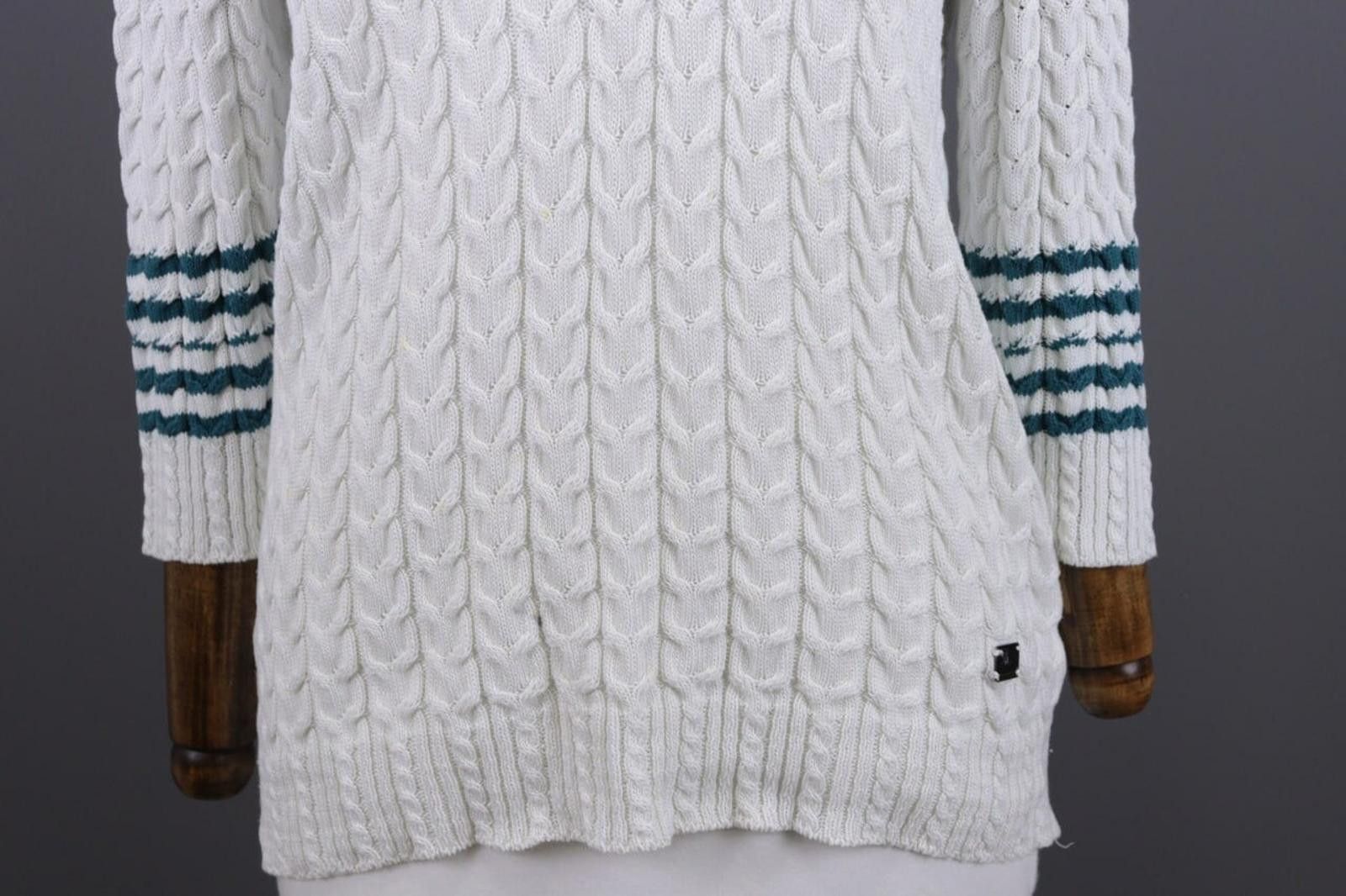 Designer Burberry London White Striped Knit V-Neck Sweater Size 40 Size US M / EU 48-50 / 2 - 3 Thumbnail