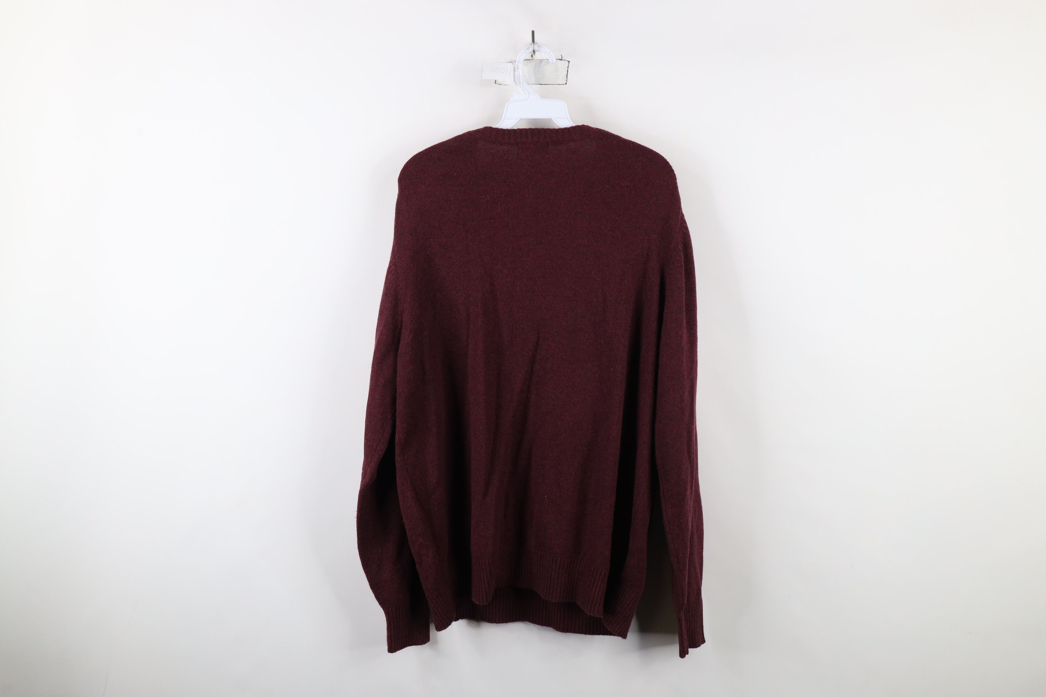 L.L. Bean × Vintage Vintage 90s LL Bean Lambswool Blend Knit V-Neck Sweater Red Size US L / EU 52-54 / 3 - 9 Thumbnail