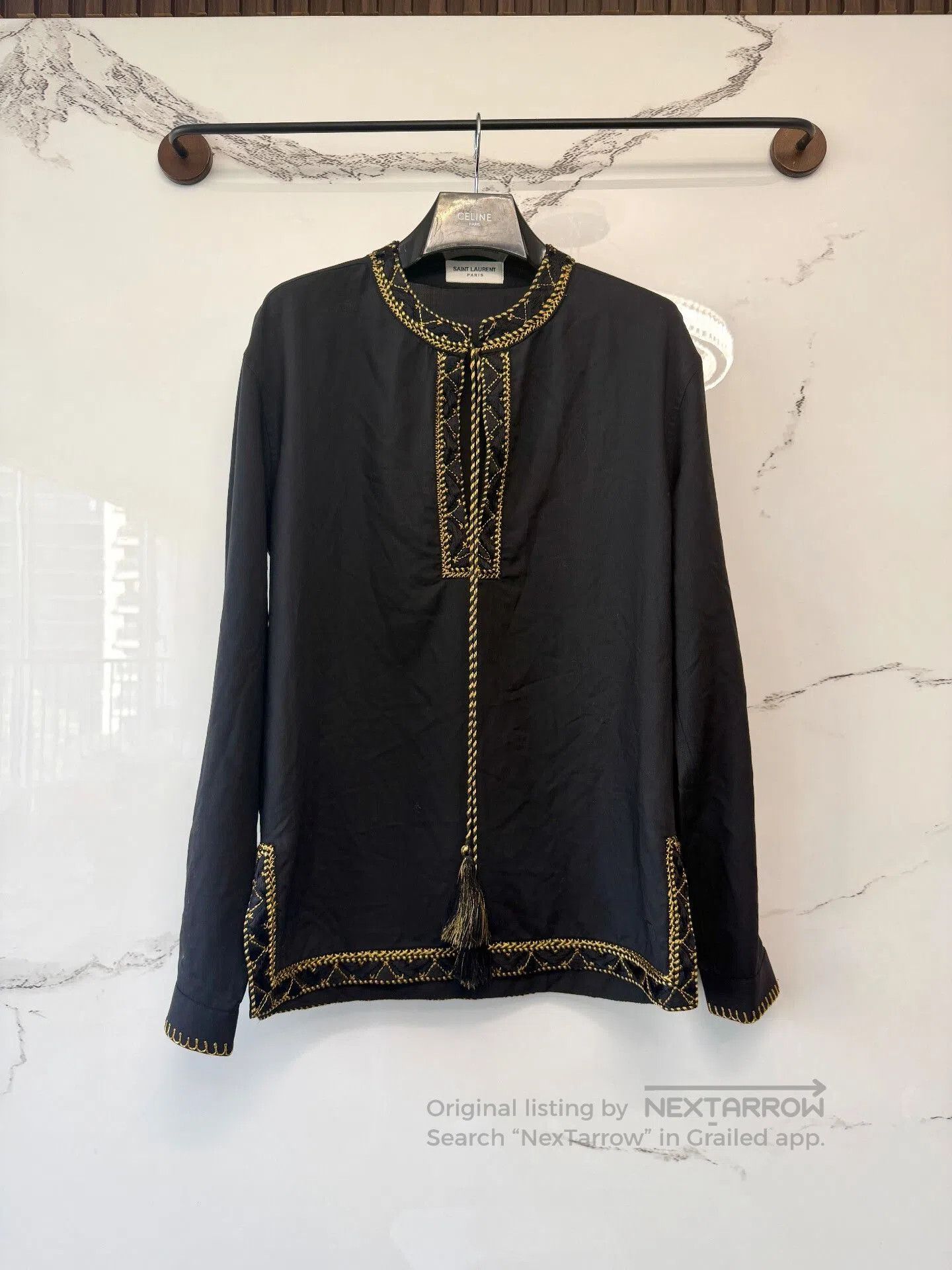Saint Laurent Paris saint laurent floral tassel henley shirt. Size M / US 6-8 / IT 42-44 - 1 Thumbnail