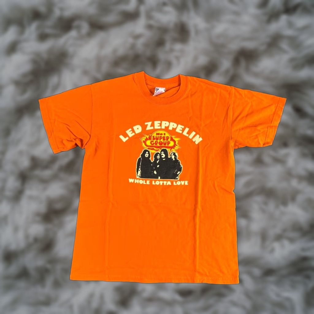 VINTAGE Led Zeppelin Whole Lotta Love T-Shirt 2004 Super Group Band Tour M Shirt Men Adult L Orange 70s 80s 90s Band Music Mens T-Shirt