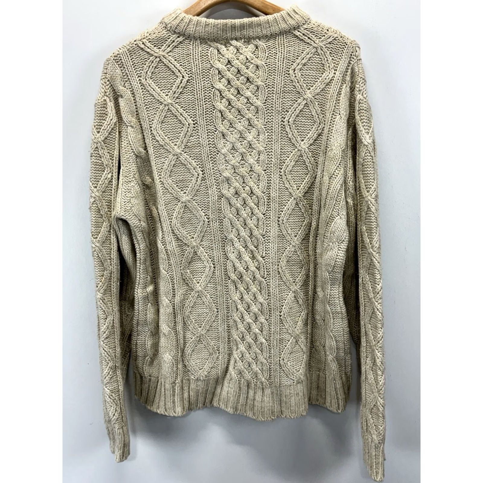 Vintage VINTAGE Thane Sweater Men's L Cable-Knit Fisherman Coastal Preppy Beige Ivy League Size US L / EU 52-54 / 3 - 3 Thumbnail