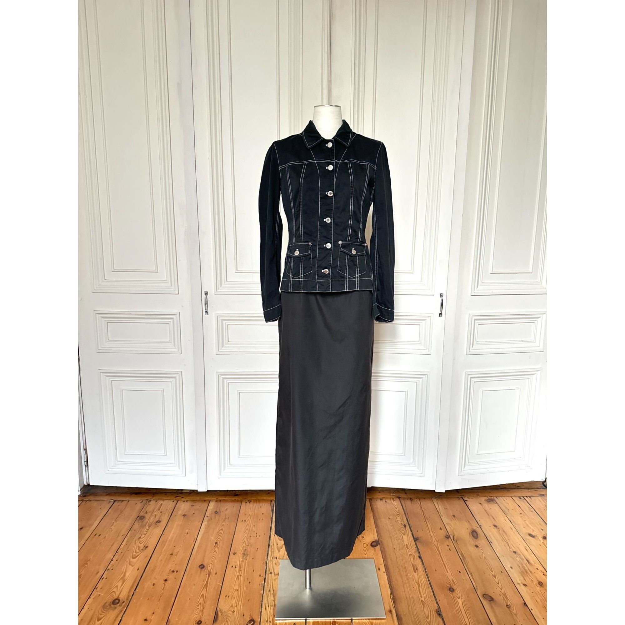 Prada Black Contrast Stitch Jacket Size S / US 4 / IT 40 - 2 Thumbnail