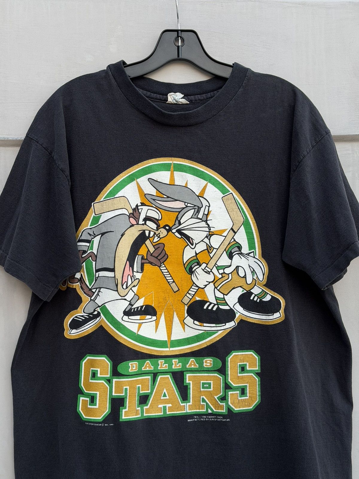 Warner Bros Vintage 90s Dallas Stars 1994 Warner Bros Promo Tshirt OSFA Size US L / EU 52-54 / 3 - 2 Thumbnail