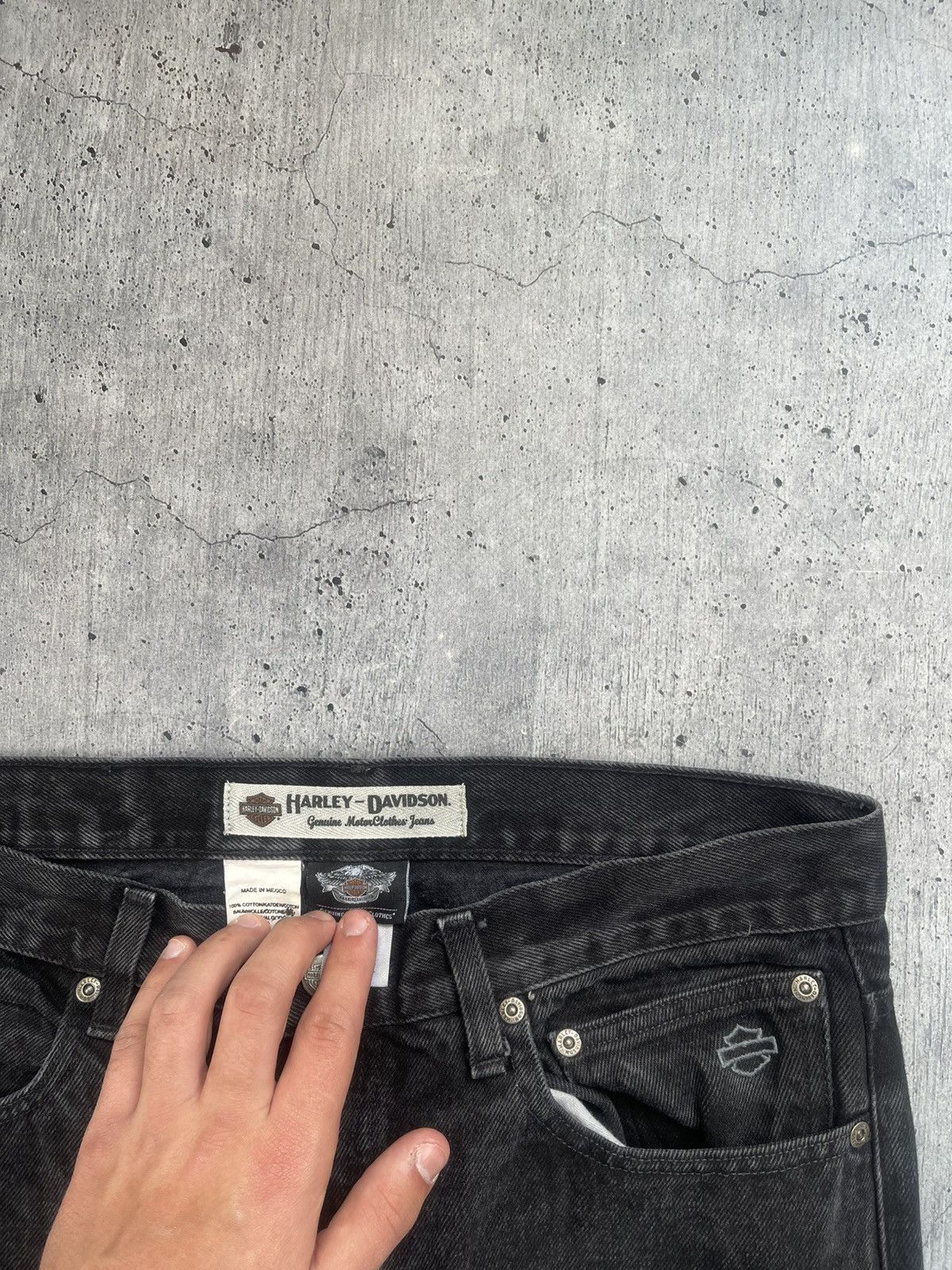 Harley Davidson Crazy Vintage Y2K Harley Davidson Jeans Black Wide Leg Size US 33 - 5 Thumbnail
