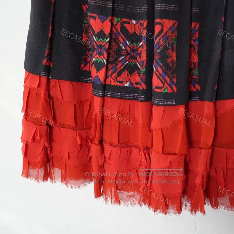 Comme des Garcons Comme Des Garcons size XS Red and black woven fringe pleat Size 23" - 5 Thumbnail