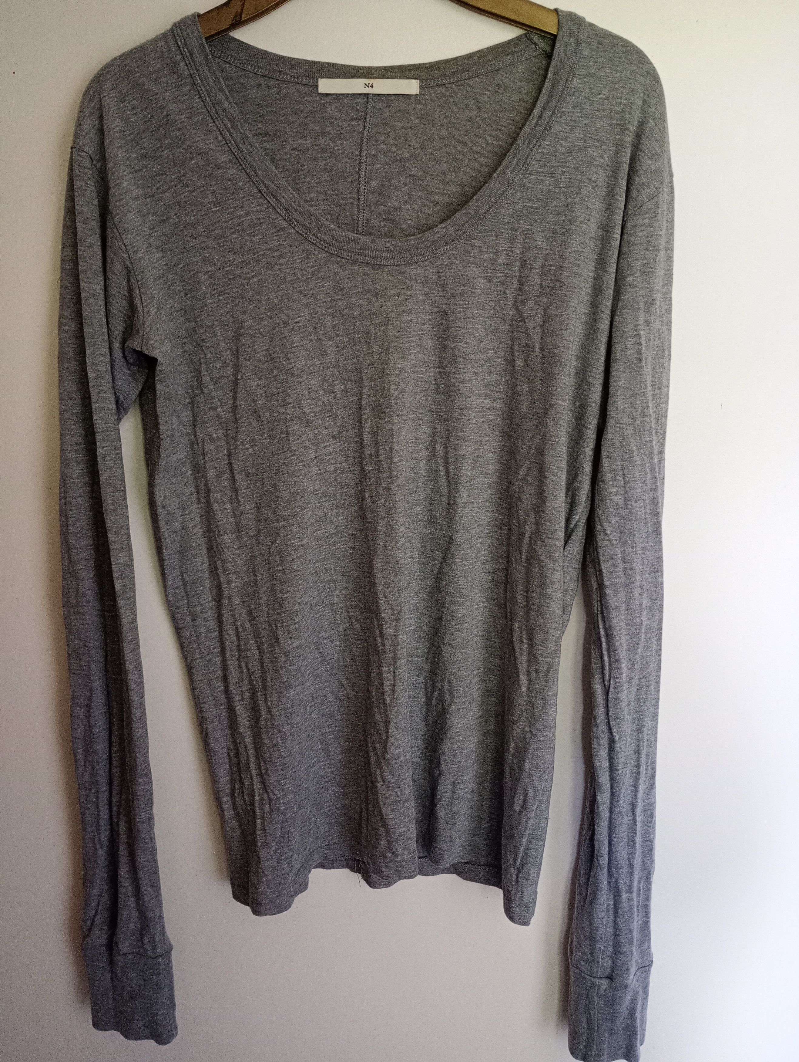 Japanese Brand × N4 Long sleeve grey deep u-neck top Size US S / EU 44-46 / 1 - 1 Thumbnail
