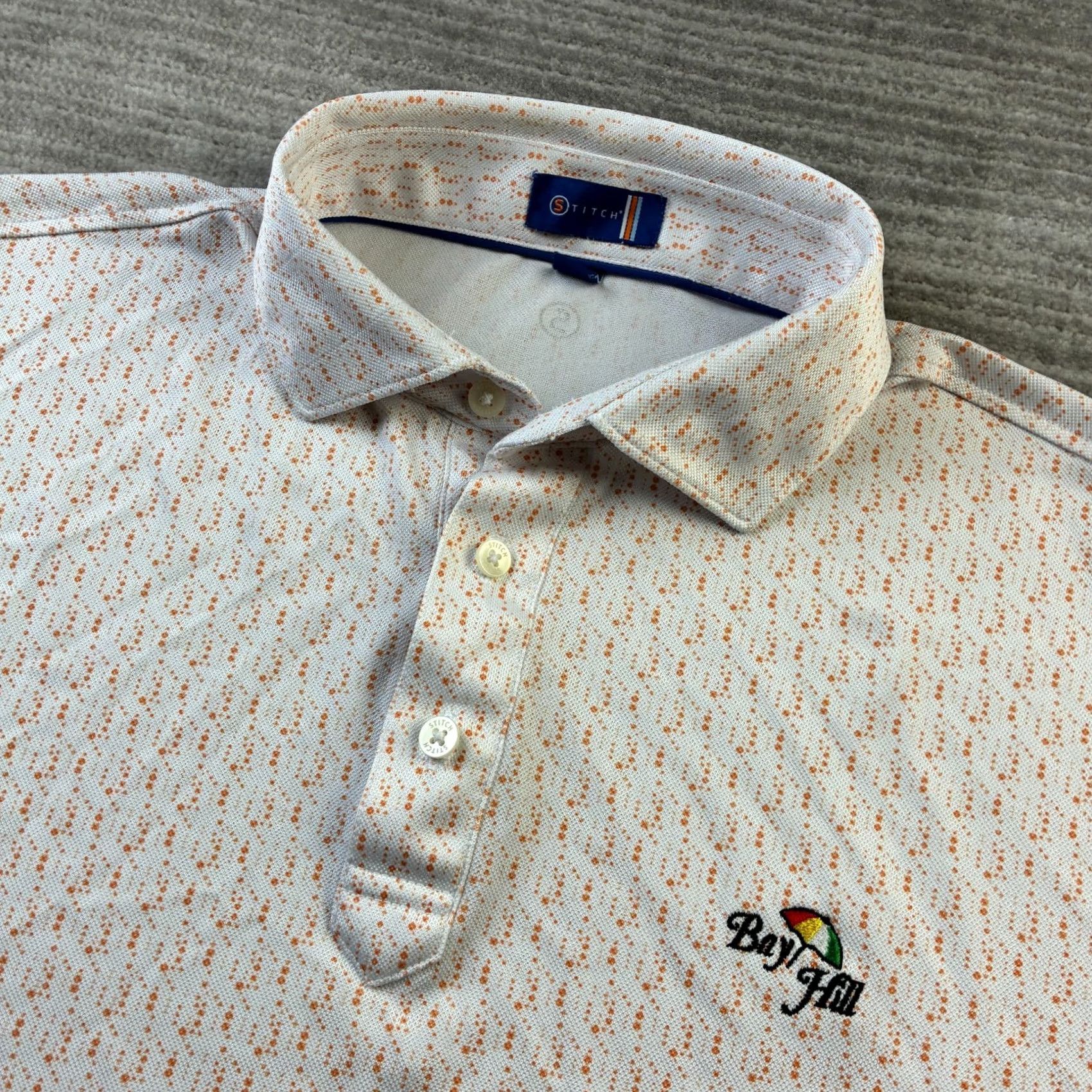 Vintage Stitch Polo Shirt Mens Large Orange Golf All Over Print Shirt Size US L / EU 52-54 / 3 - 2 Thumbnail
