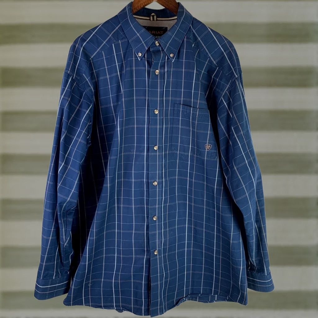Ariat Ariat Pro Series Button-Down Shirt Mens XL Blue Grid Check Long Sleeve Western Casual Workwear Mens XL Blue Grid Check Size US XL / EU 56 / 4 - 1 Thumbnail
