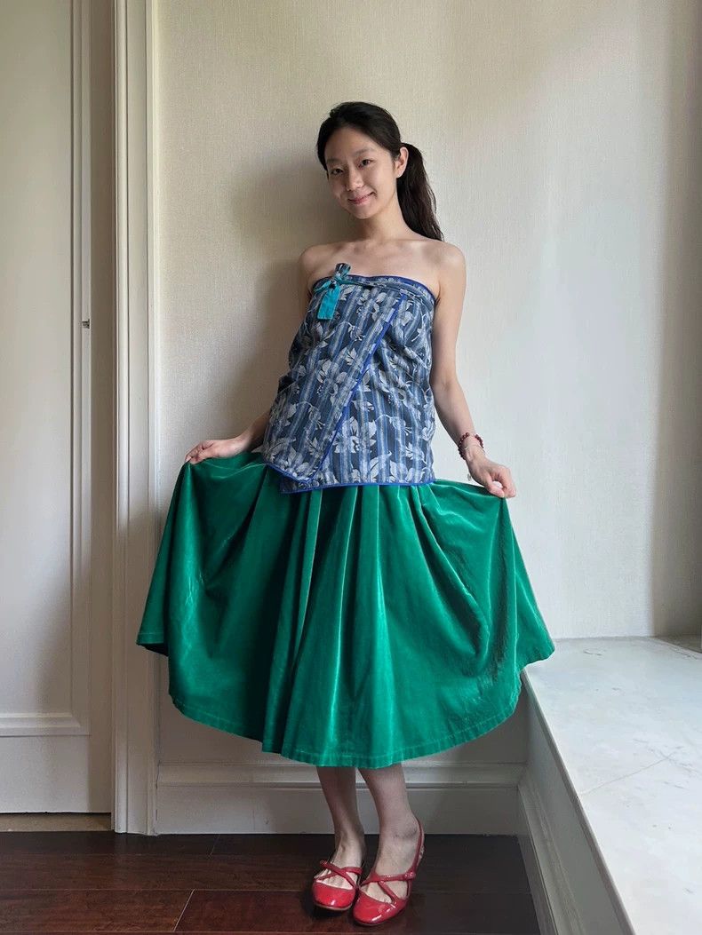 KENZO Green velvet skirt