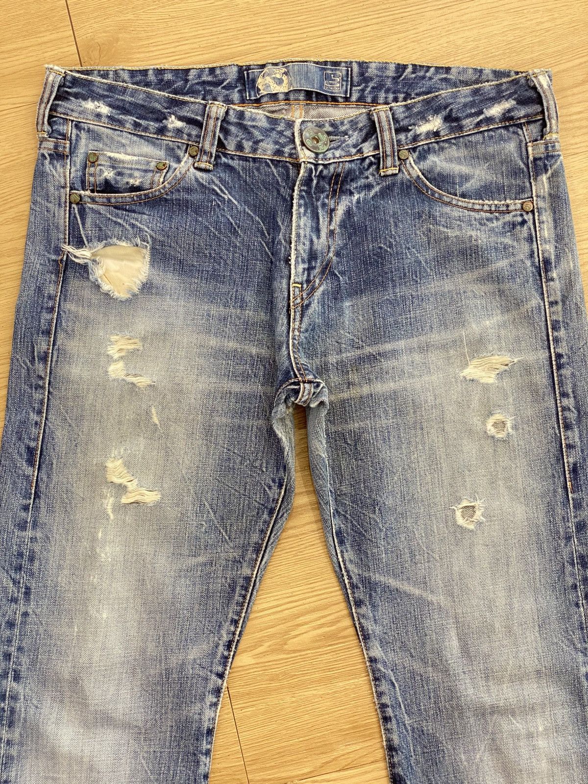 Japanese Brand Japanese Brand Distressed Acid Blue Wash Style Size US 34 / EU 50 - 2 Thumbnail