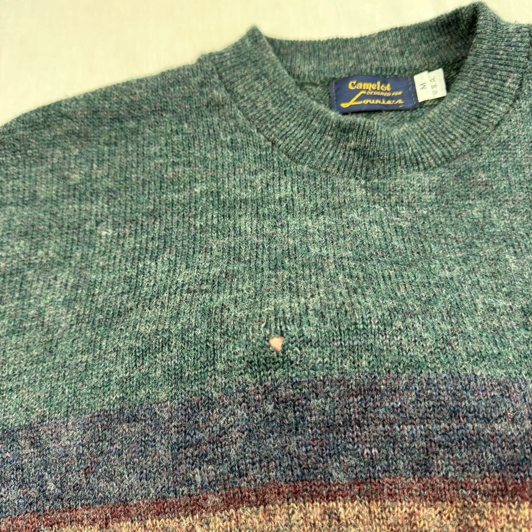 Camel VINTAGE Camelot Sweater Men's Medium Casual Knit Wool Blend 80s Blue Striped Pullover Size US M / EU 48-50 / 2 - 5 Thumbnail
