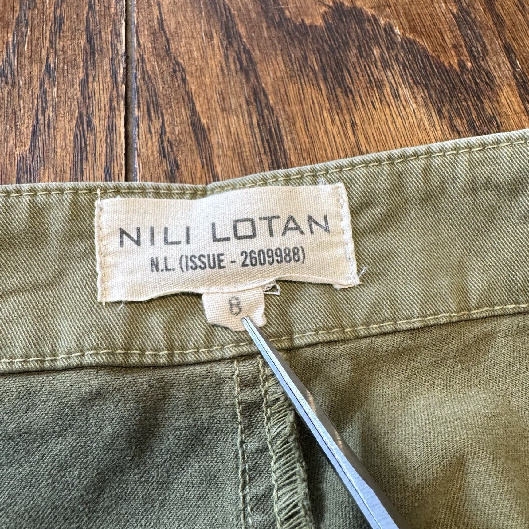 Nili Lotan Nili Lotan East Hampton Pants Women’s Size 8 Army Green Yellow Tape Stripe Chino Pockets Slim Tapered 32x27 Womens Size 30" / US 8 / IT 44 - 4 Thumbnail
