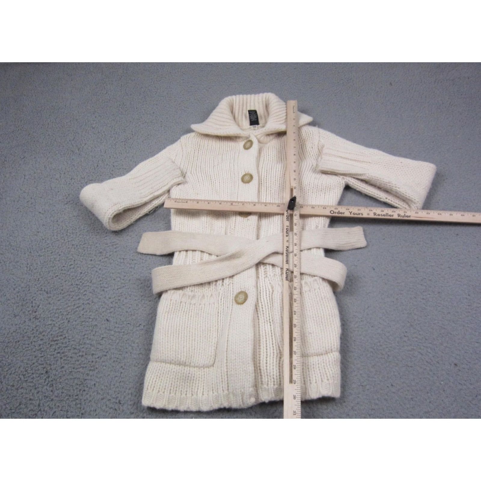 Gap VINTAGE Gap Sweater Cardigan Womens Small Creme Belted Wool Angora Y2K Ladies 90s Size S / US 4 / IT 40 - 5 Thumbnail
