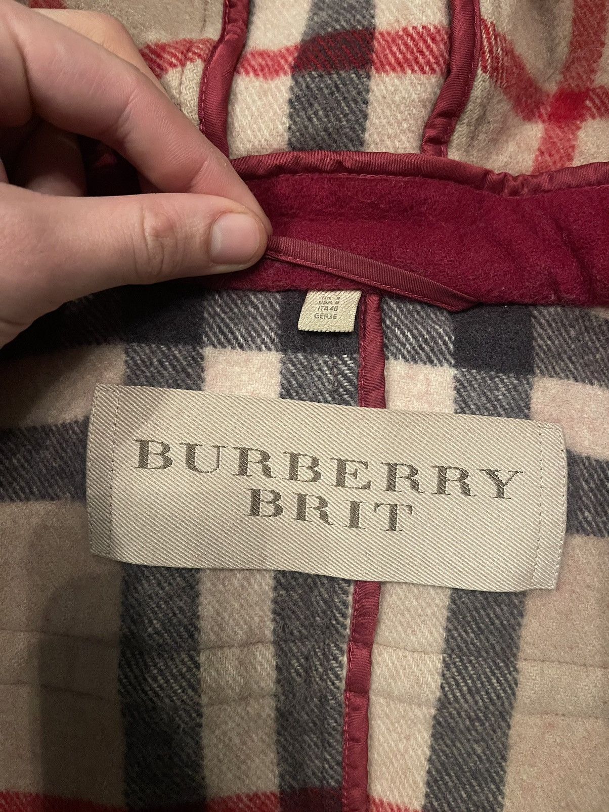 Burberry × Designer Burberry Brit iconic nova check wool duffle coat jacket Size XS / US 0-2 / IT 36-38 - 12 Thumbnail