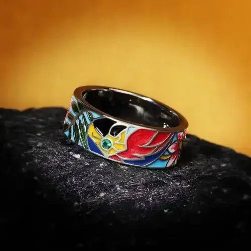 Japanese Brand × Jewelry × Vintage Creative Handmade Charming Flower Enamel Ring Size ONE SIZE - 2 Thumbnail
