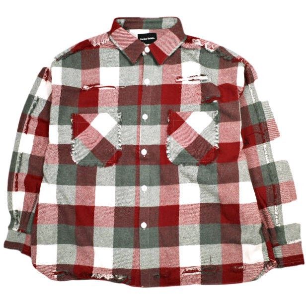 Other Other Danke Schon FLANNEL DAMAGE SHIRTS BLOCK Blended Long Sleeve Shirt Textile Tops UNS24033B-0DS DUTY FREE for USA Size ONE SIZE - 1 Thumbnail